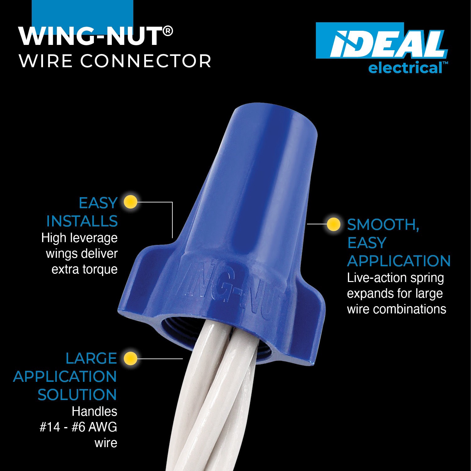 slide 2 of 6, IDEAL Wing Wire Connectors Blue ( 25 -Pack ), 1 ct