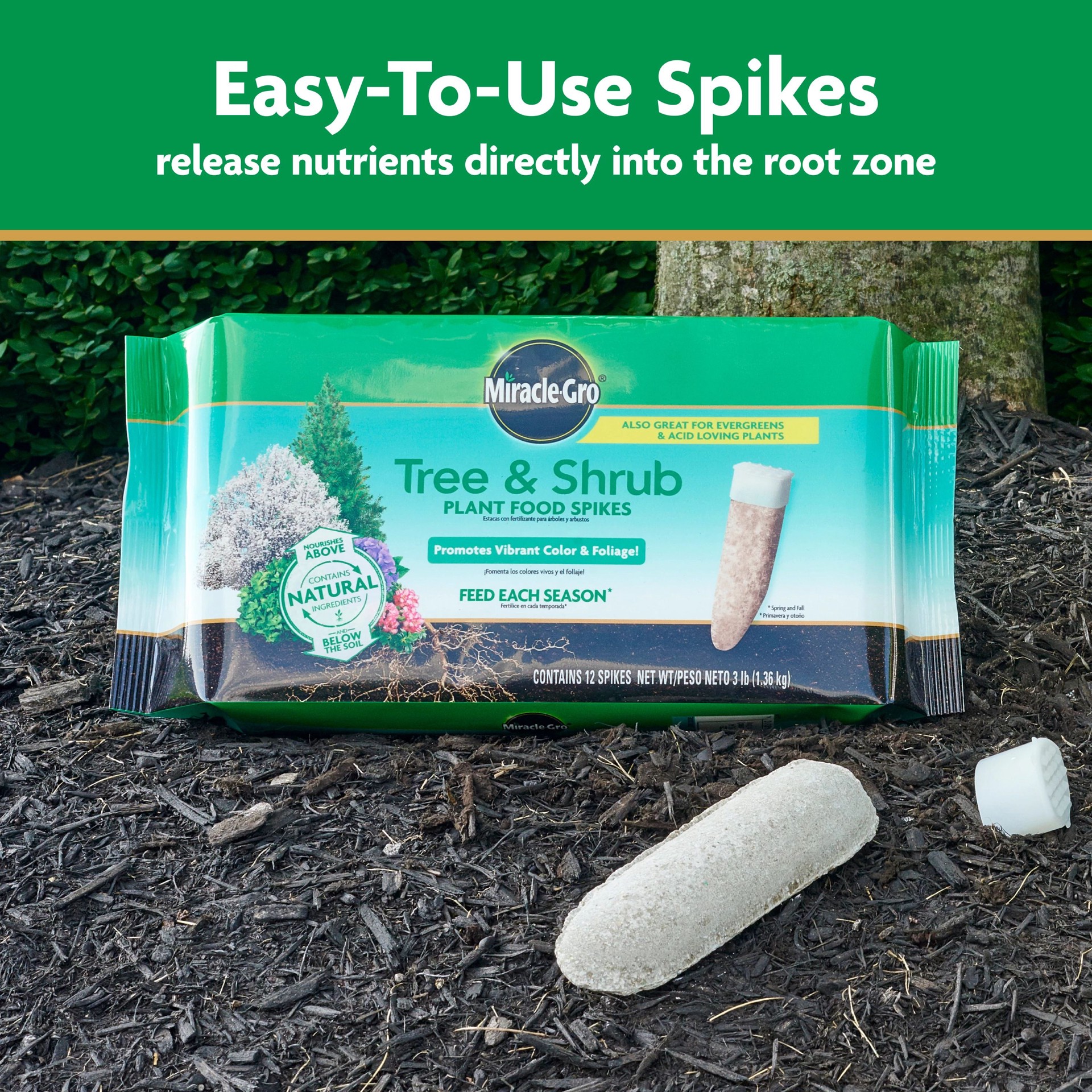 slide 3 of 6, Miracle-Gro Tree and Shrub 3-lb 15-5-10 Spikes Tree Food, 1 ct