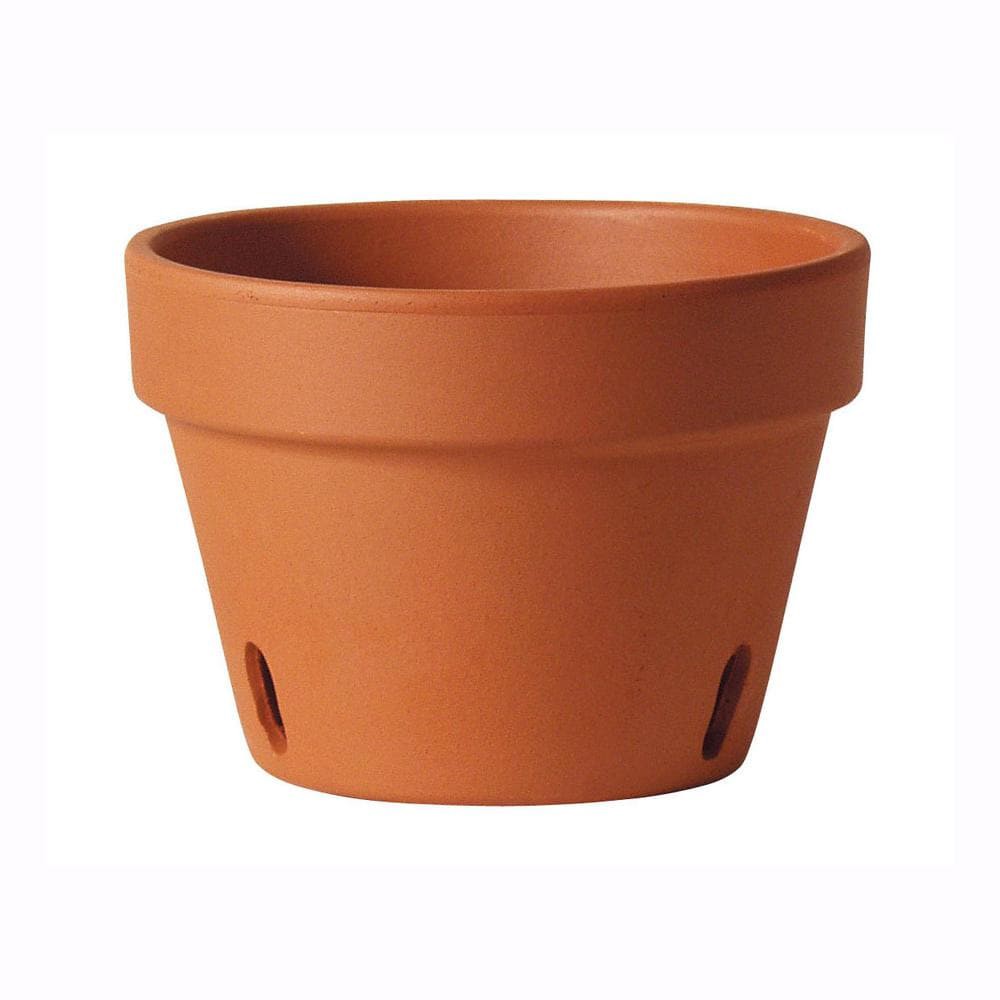 slide 1 of 6, Southern Patio Round 5.91-in W x 4.33-in H x Orange Clay Indoor/Outdoor Planter, 1 ct