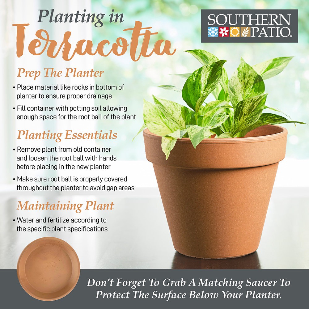 slide 3 of 4, Southern Patio 8.27-in Terracotta Clay Plant Saucer, 1 ct