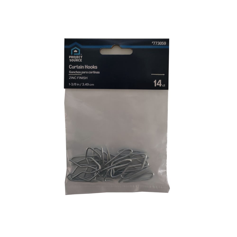 slide 4 of 4, Project Source 14 -Pack 0.067-in Zinc Steel Drapery pin hook, 1 ct