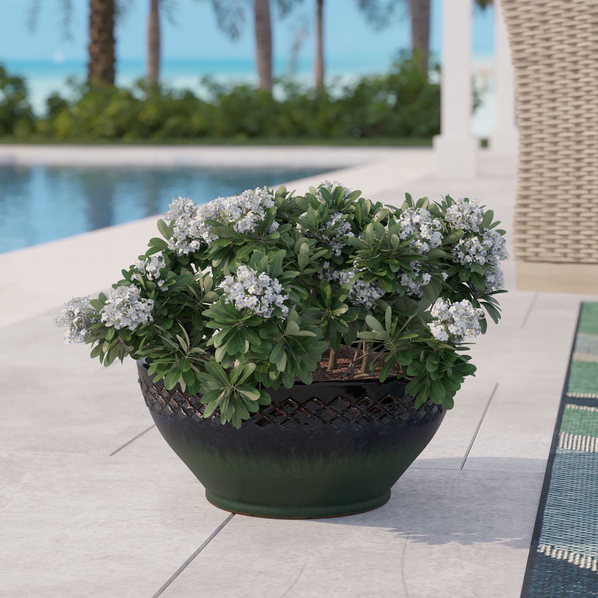 slide 2 of 6, allen + roth Round 13.0-in W x 13.0-in L Multiple colors/finishes Ceramic Outdoor Low bowl planter, 1 ct