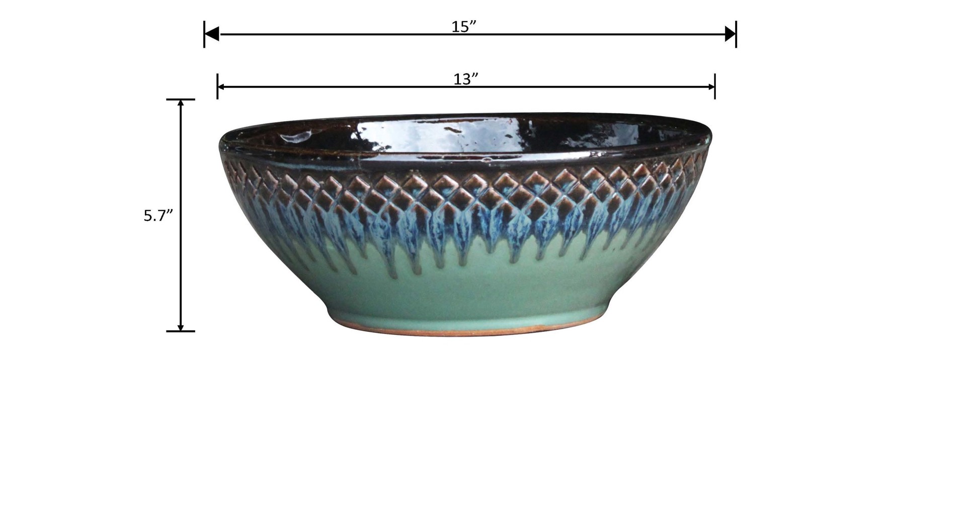 slide 5 of 6, allen + roth Round 13.0-in W x 13.0-in L Multiple colors/finishes Ceramic Outdoor Low bowl planter, 1 ct