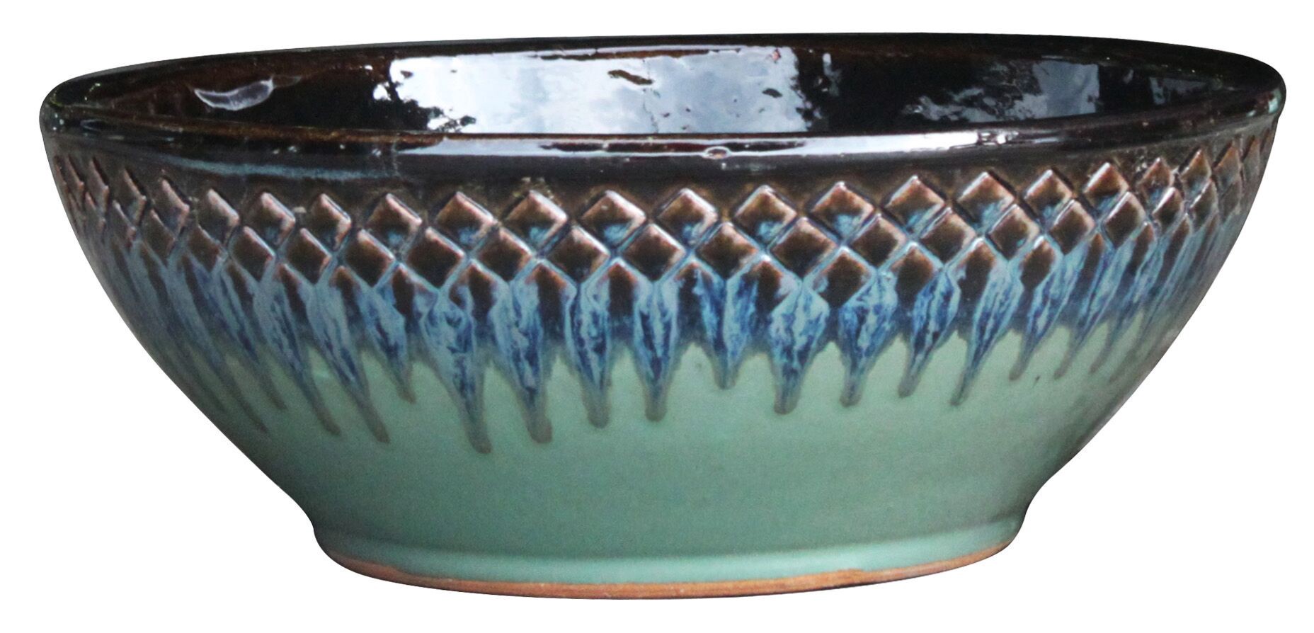 slide 1 of 6, allen + roth Round 13.0-in W x 13.0-in L Multiple colors/finishes Ceramic Outdoor Low bowl planter, 1 ct