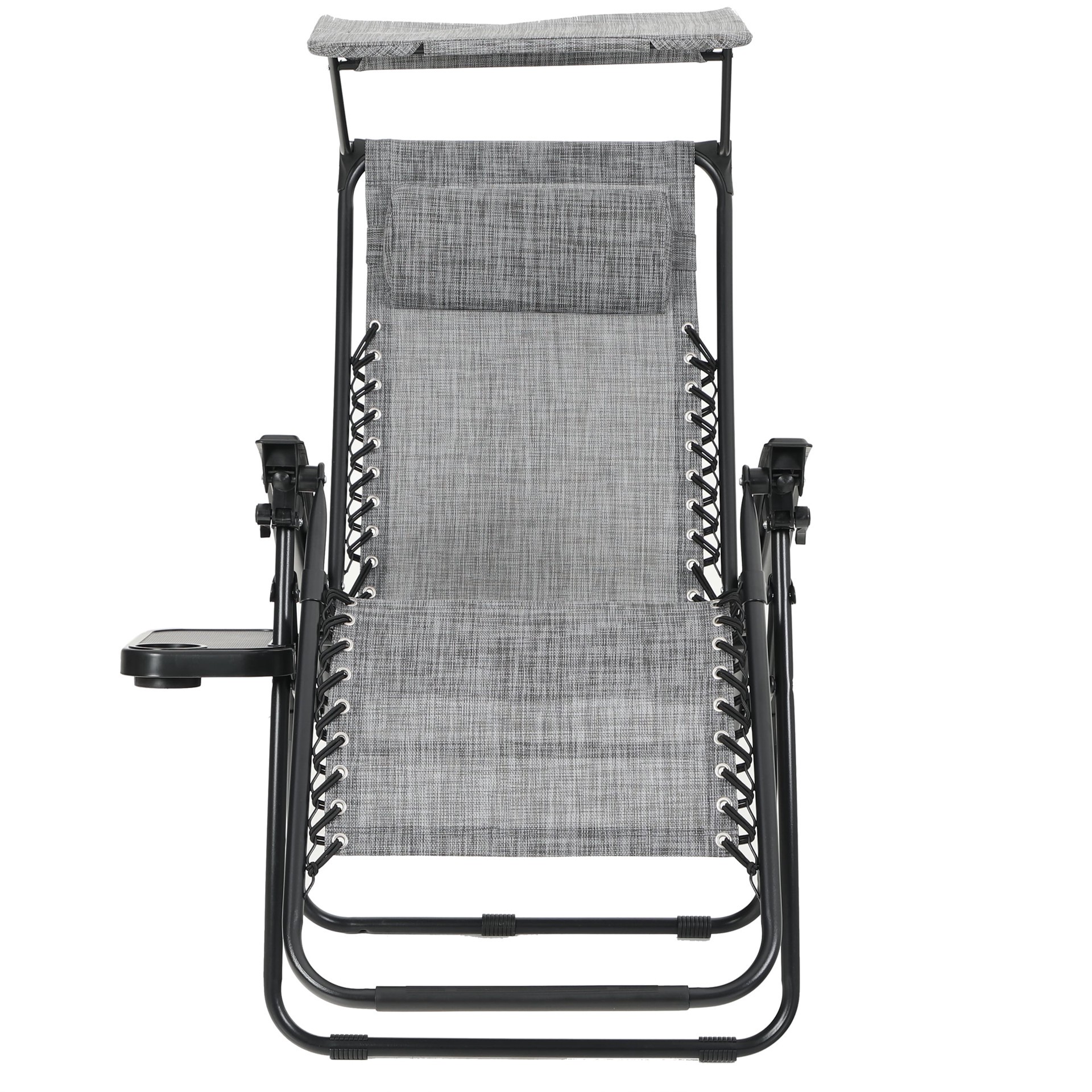 slide 2 of 6, Style Selections Black Steel Frame Stationary Zero Gravity Chair with Gray Sling Seat, 1 ct