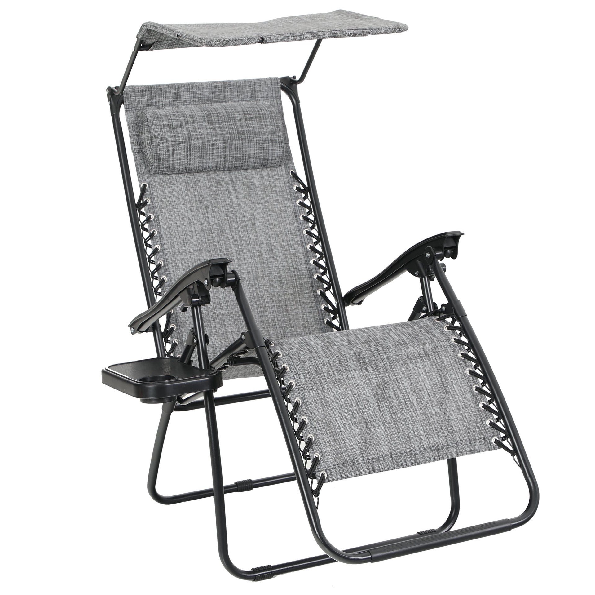 slide 3 of 6, Style Selections Black Steel Frame Stationary Zero Gravity Chair with Gray Sling Seat, 1 ct