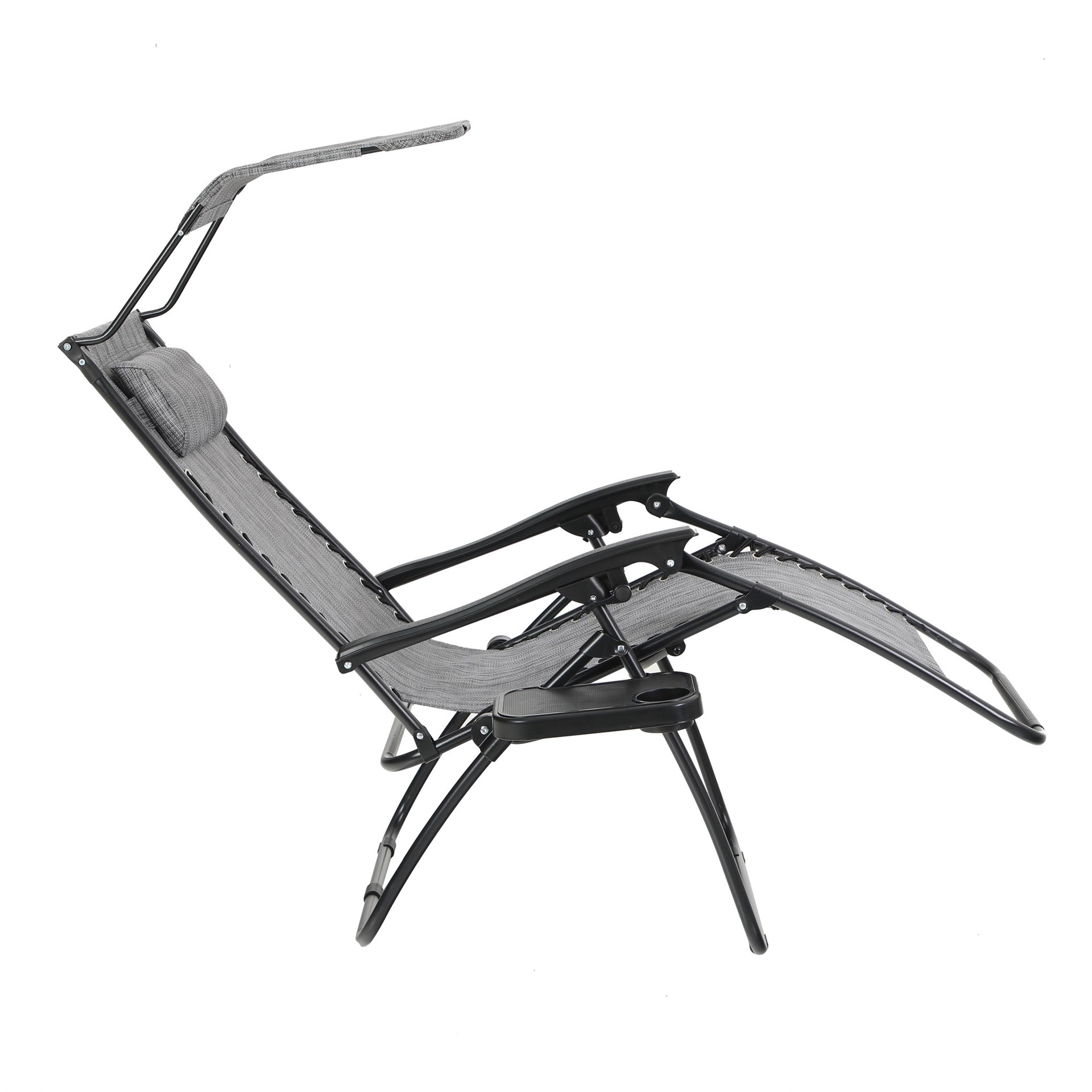 slide 4 of 6, Style Selections Black Steel Frame Stationary Zero Gravity Chair with Gray Sling Seat, 1 ct