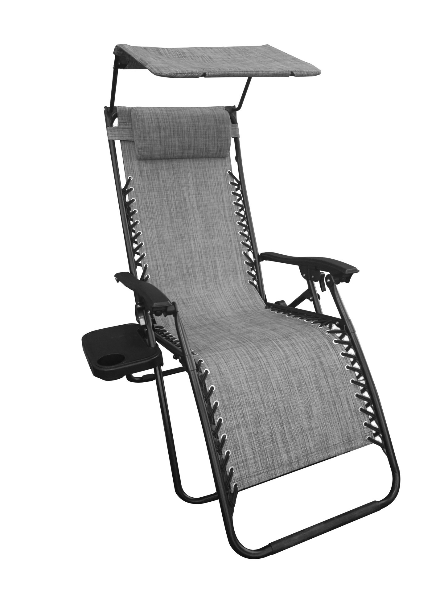 slide 1 of 6, Style Selections Black Steel Frame Stationary Zero Gravity Chair with Gray Sling Seat, 1 ct