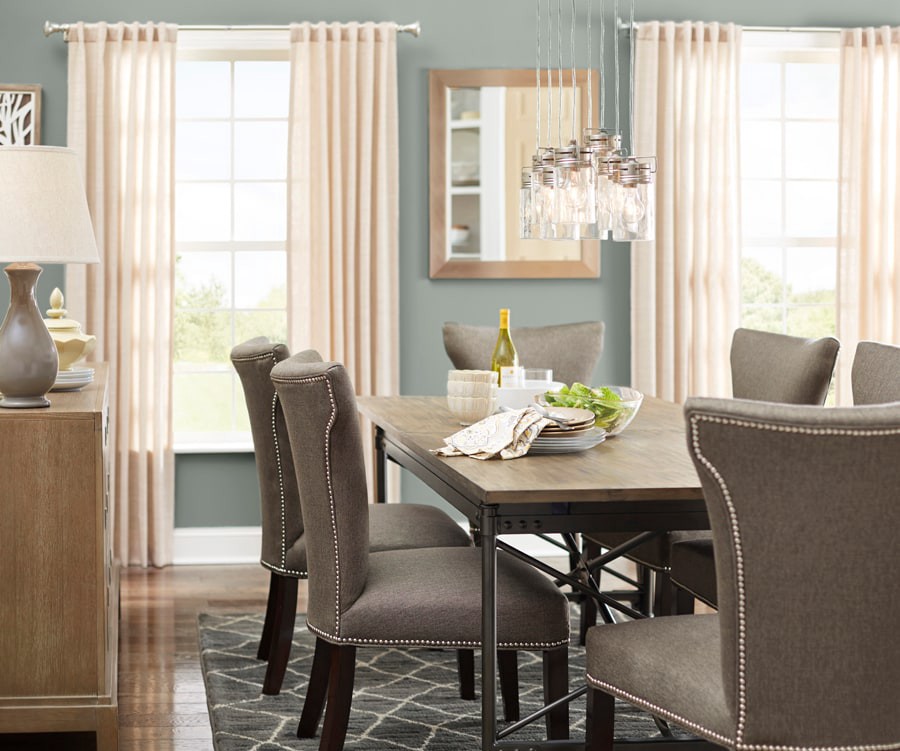 slide 4 of 6, allen + roth Vallymede 8 -Light Brushed Nickel Farmhouse Clear glass Jar Large Hanging Pendant light, 1 ct