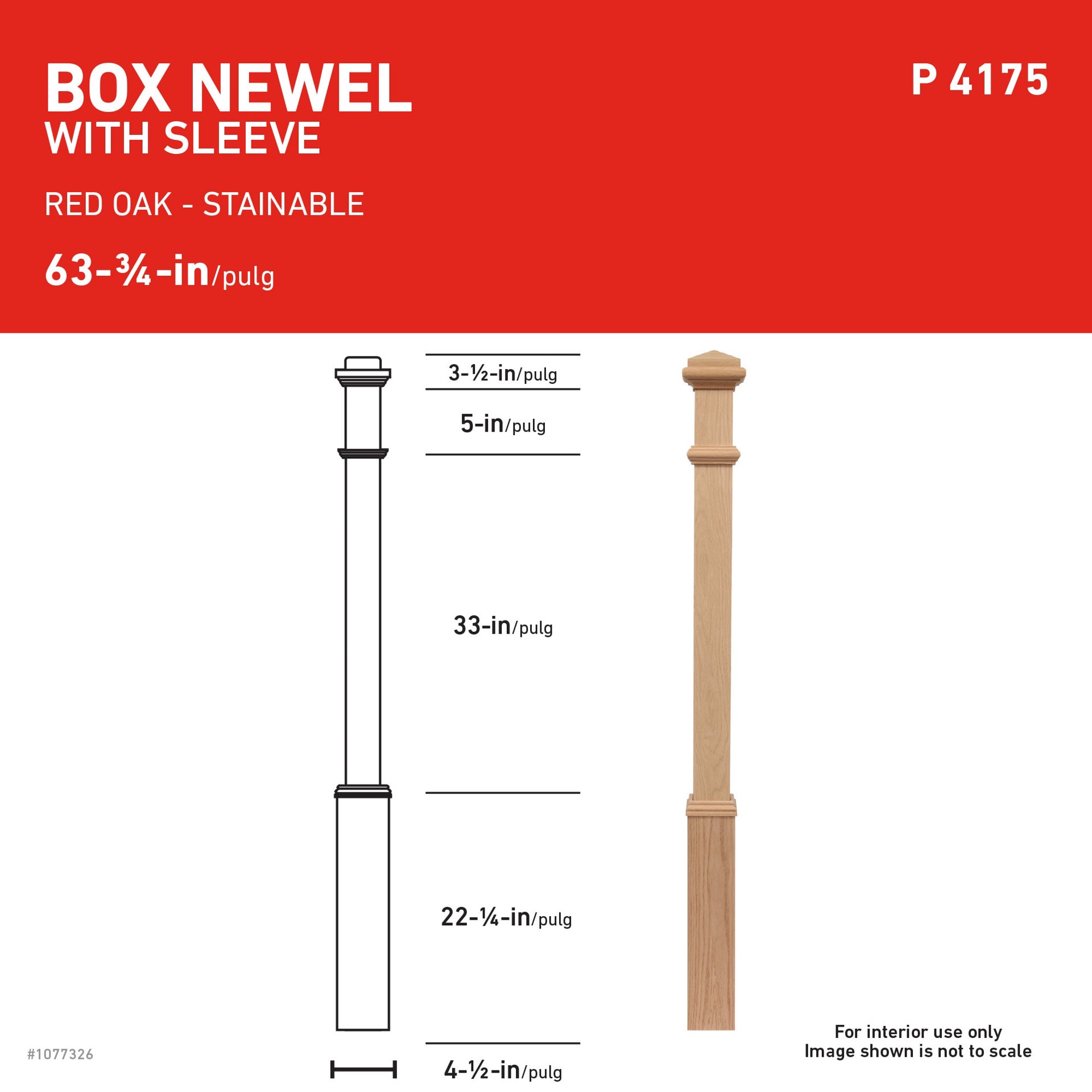 slide 3 of 4, L.J. Smith Stair Systems 63.75-in x 4.5-in Unfinished Red oak Craftsman Starting Stair Newel Post, 1 ct
