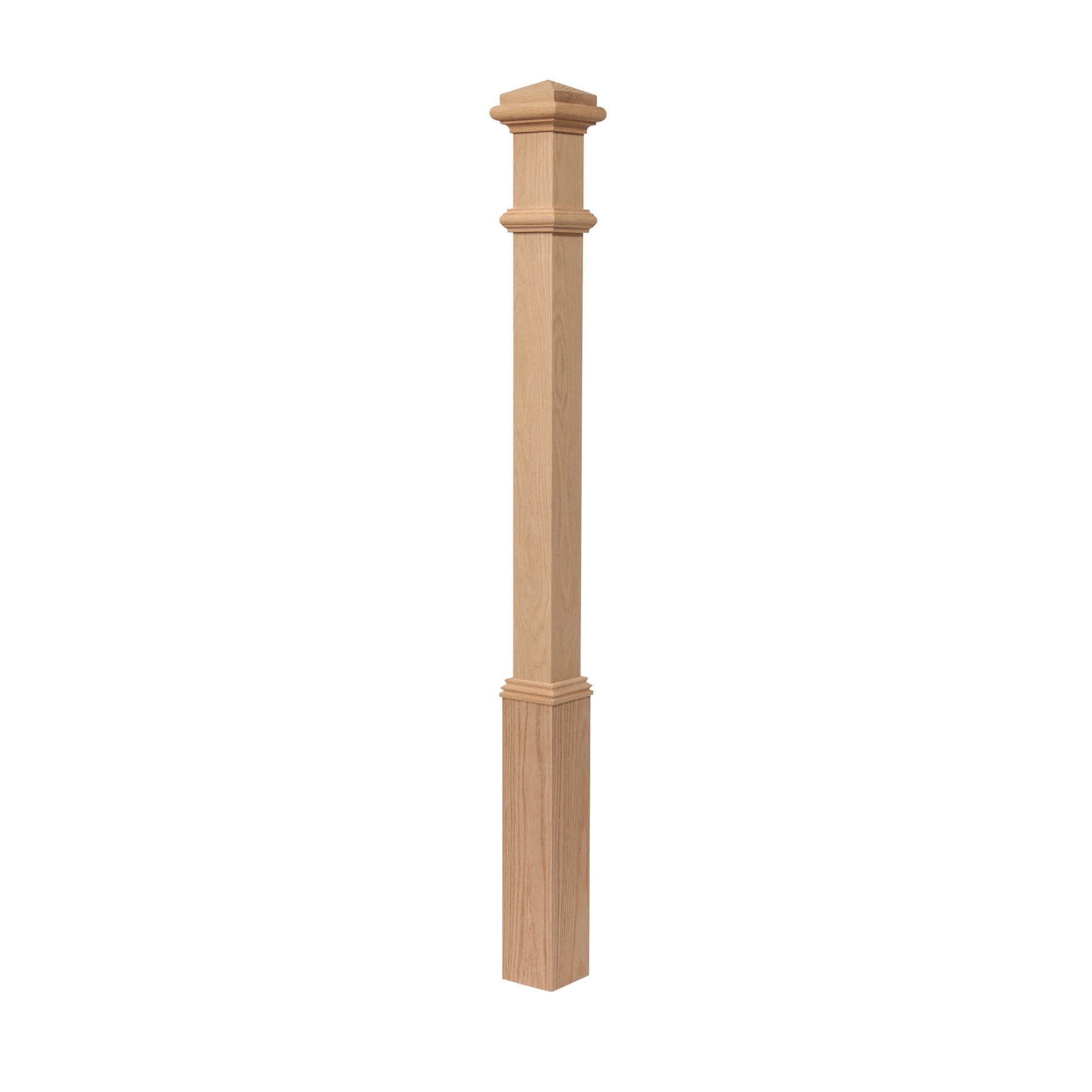 slide 1 of 4, L.J. Smith Stair Systems 63.75-in x 4.5-in Unfinished Red oak Craftsman Starting Stair Newel Post, 1 ct