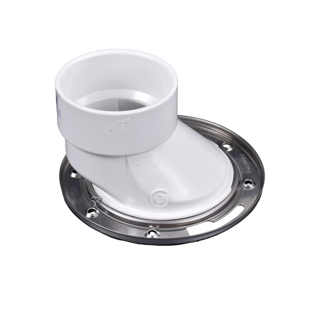 slide 2 of 6, Oatey Level Fit Offset 3.958-in White PVC Anchor flange, 1 ct