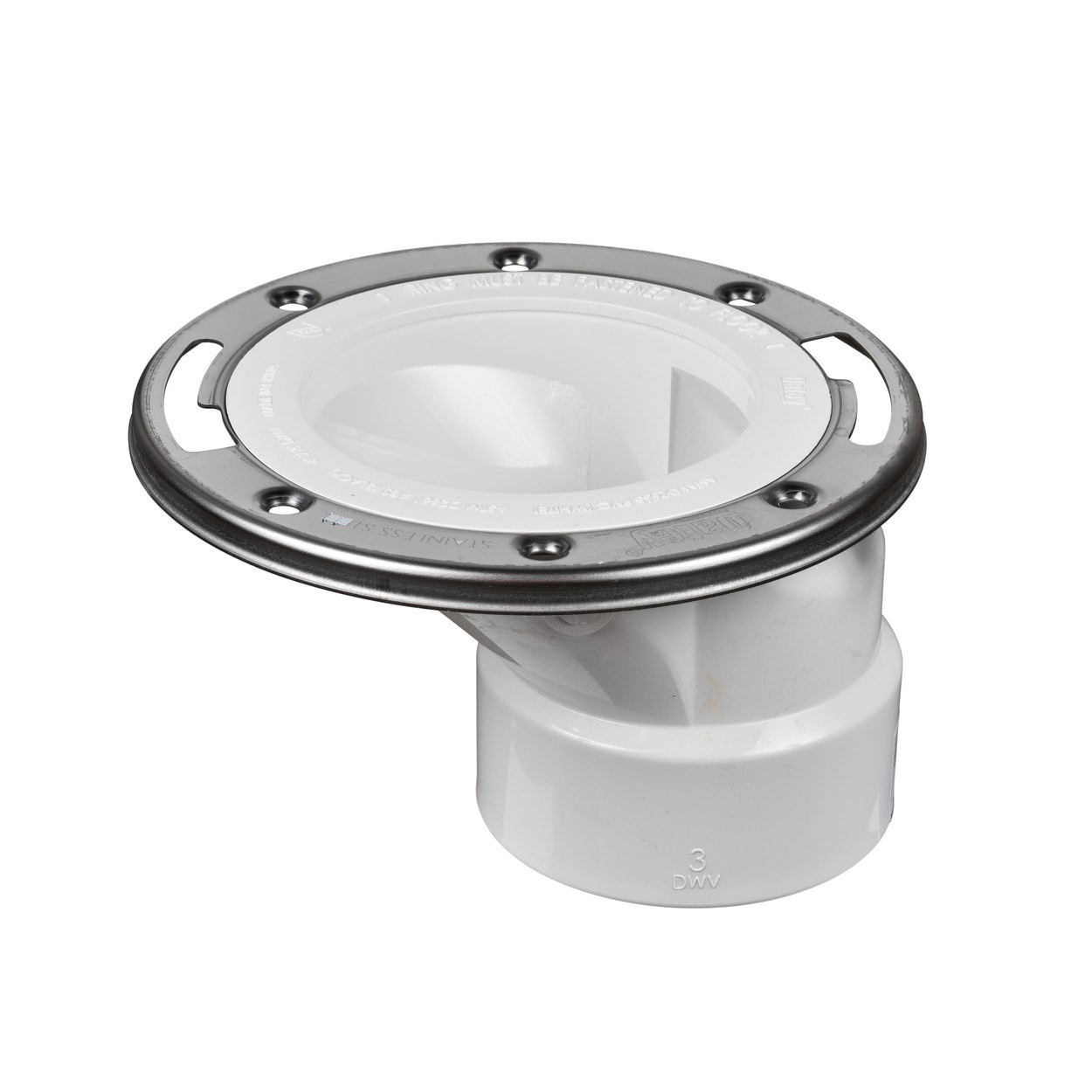 slide 1 of 6, Oatey Level Fit Offset 3.958-in White PVC Anchor flange, 1 ct
