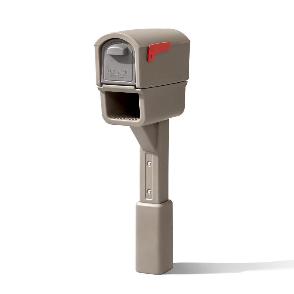 slide 1 of 4, Step2 MailMaster Express Plus Plastic Small Mailbox Brown with Post, 1 ct