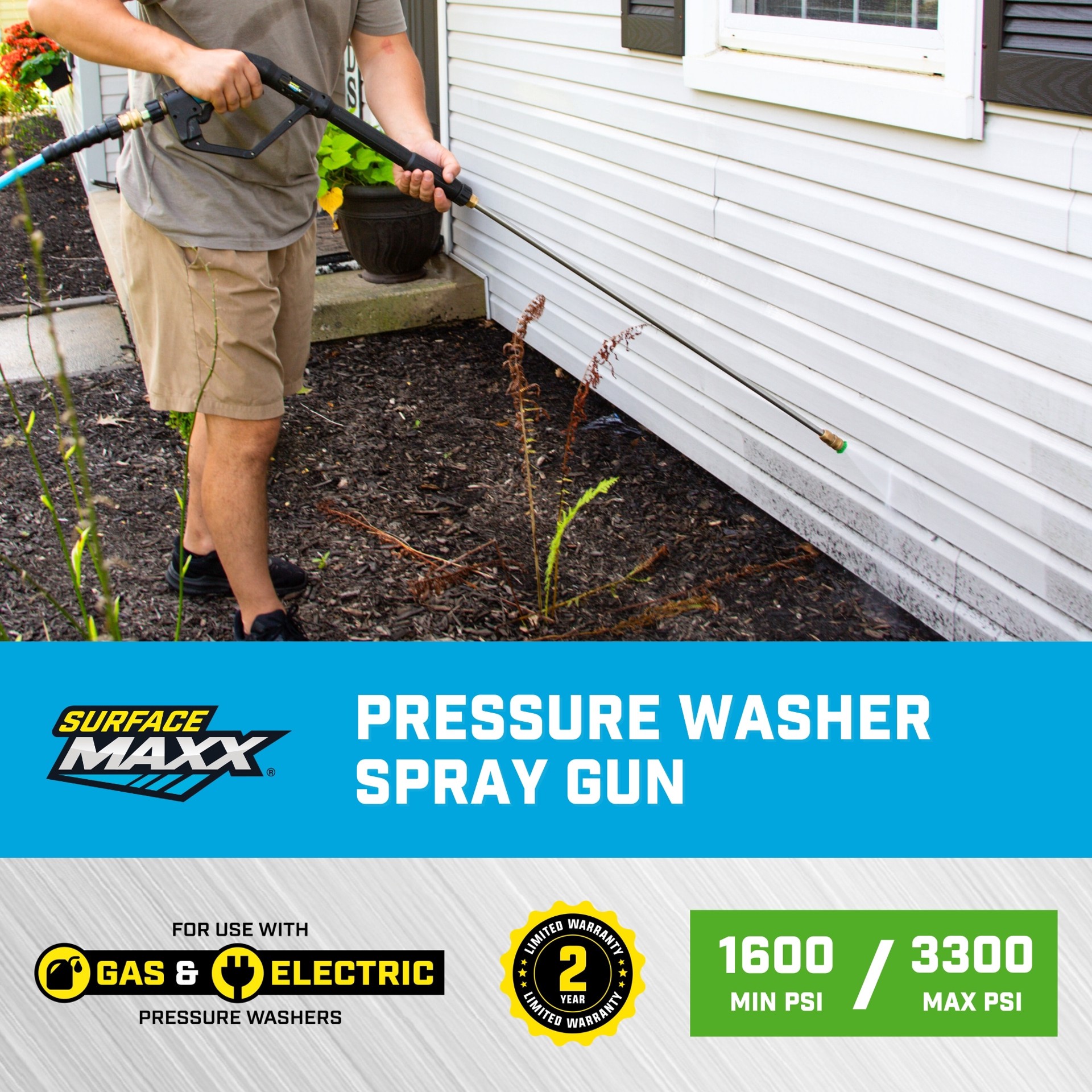 slide 2 of 6, SurfaceMaxx up to 3300-PSI Plastic Pressure Washer Spray gun, 1 ct