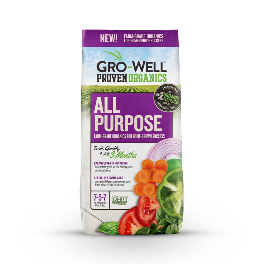 slide 1 of 1, GRO-WELL Proven Organics 4-lb 7-5-7 Organic All-purpose Food, 1 ct