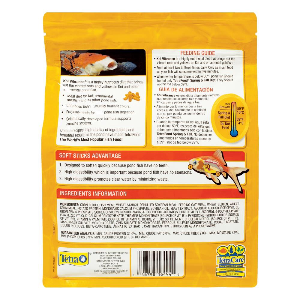 slide 2 of 5, Tetra Koi Vibrance 1.43 lbs 11.25-in x 9.5-in x 4.75-in Orange (fish food) Pond Fish food sticks, 1 ct