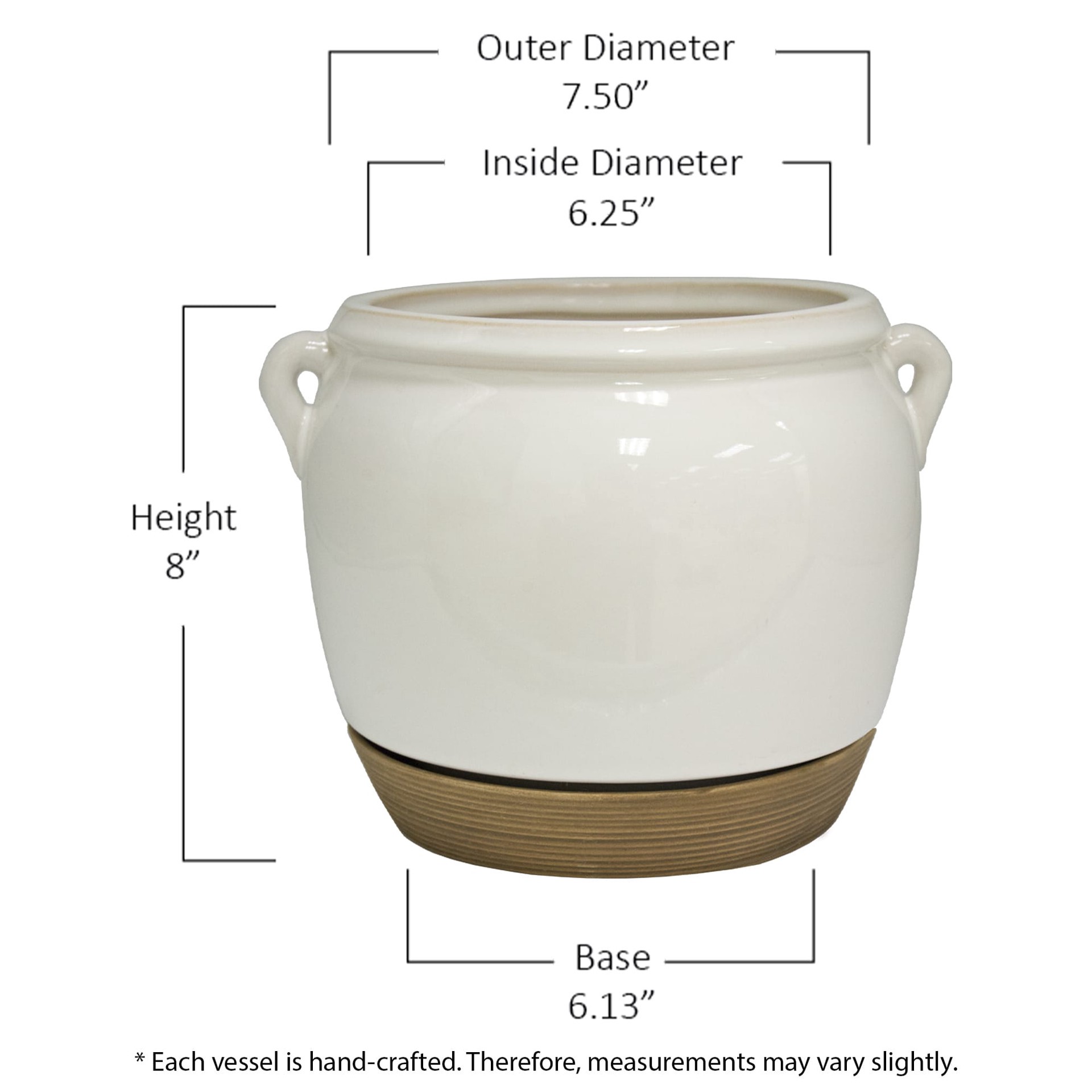 slide 3 of 5, allen + roth Round 9.06-in W x 7.87-in L White Ceramic Indoor Planter, 1 ct