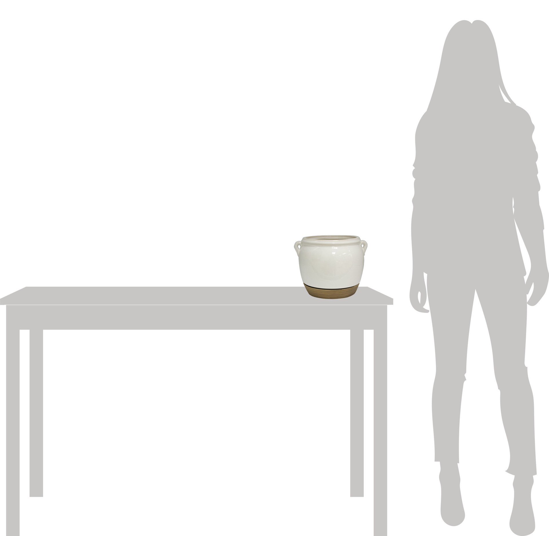 slide 5 of 5, allen + roth Round 9.06-in W x 7.87-in L White Ceramic Indoor Planter, 1 ct