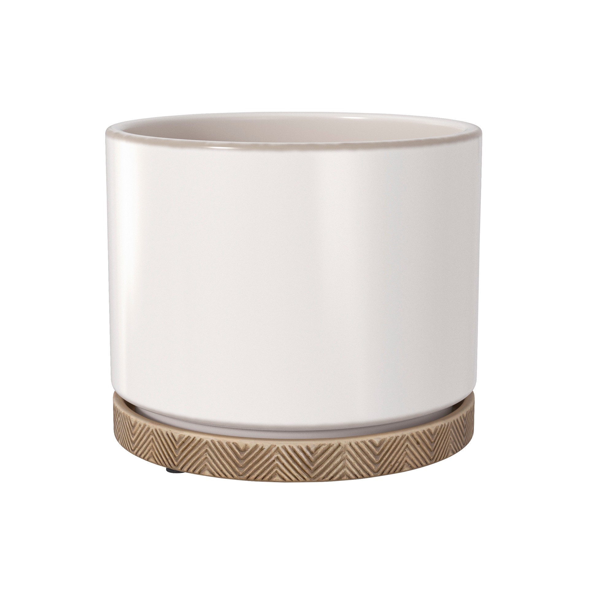 slide 1 of 5, allen + roth Round 5.04-in W x 17.38-in L White Ceramic Indoor Planter, 1 ct