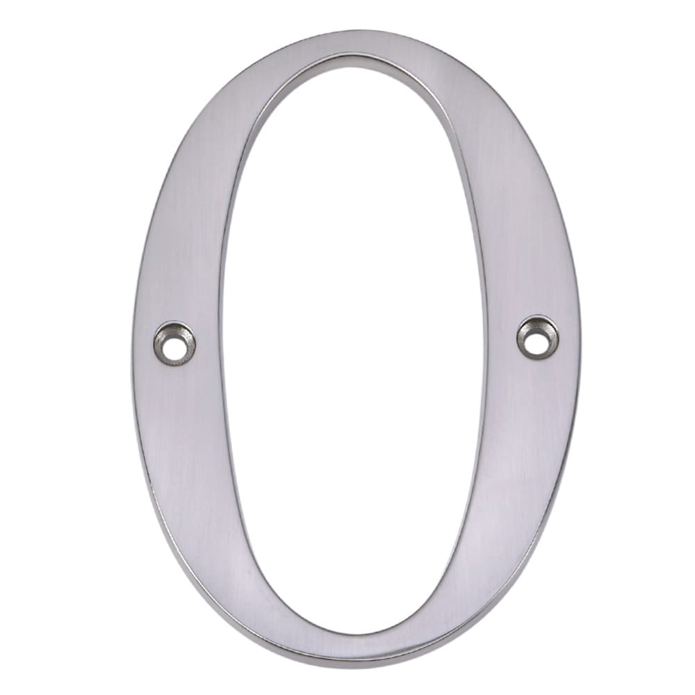 slide 1 of 6, RELIABILT 4-in Satin Nickel Number Zero, 1 ct