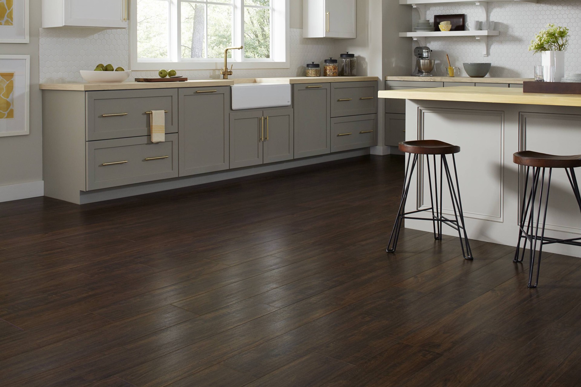 slide 3 of 6, Style Selections Shady brook hickory 12-mm T x 8-in W x 48-in L Water Resistant Laminate Flooring ( 15.94-sq ft / Carton ), 1 ct