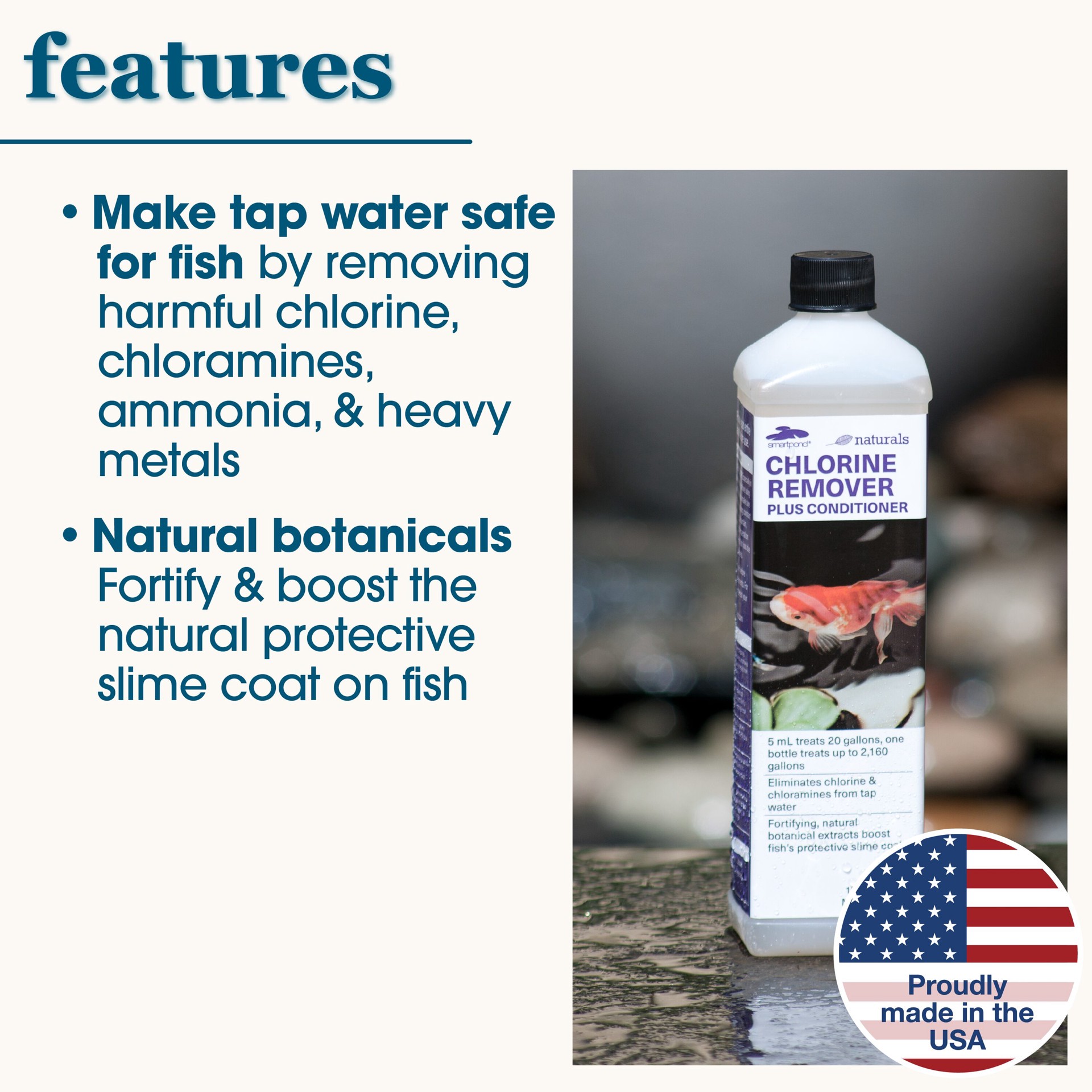 slide 3 of 6, smartpond naturals Pond Liquid Chlorine remover 18.0 Fluid ounce(s), 1 ct