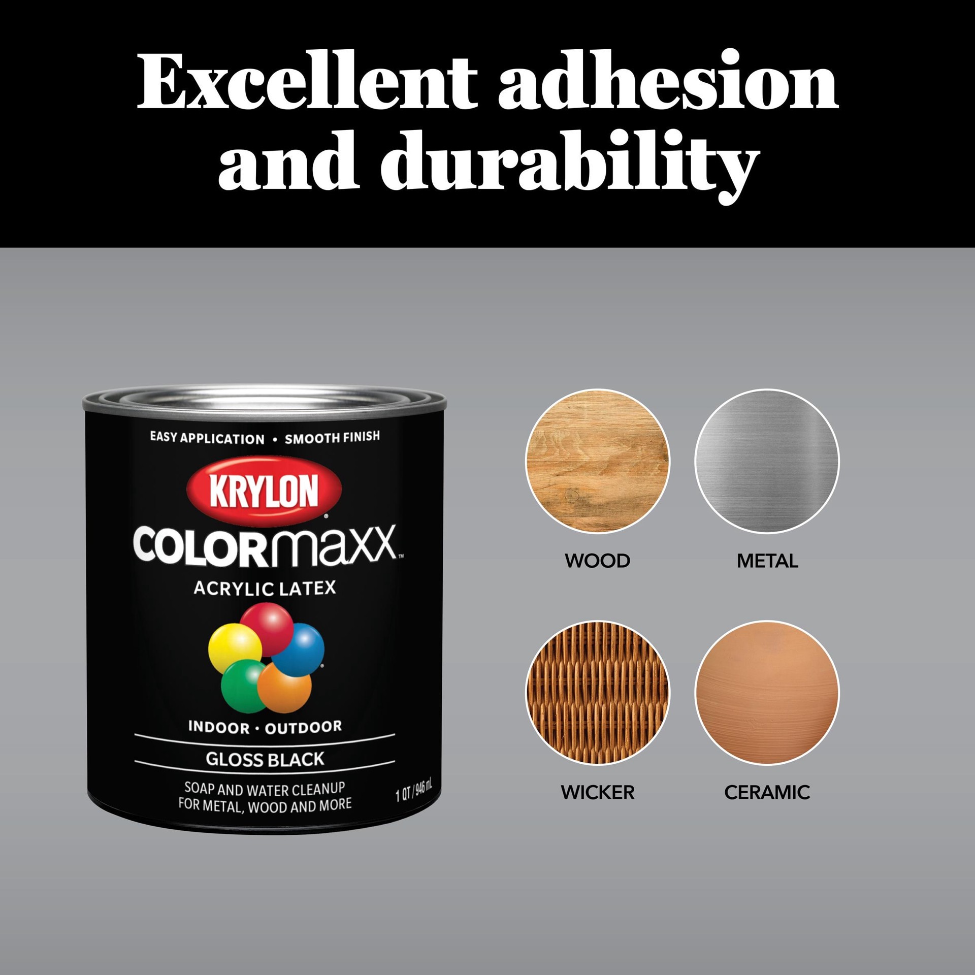 slide 2 of 5, Krylon Acrylic Pre-Tinted Black Paint (1-quart), 1 ct