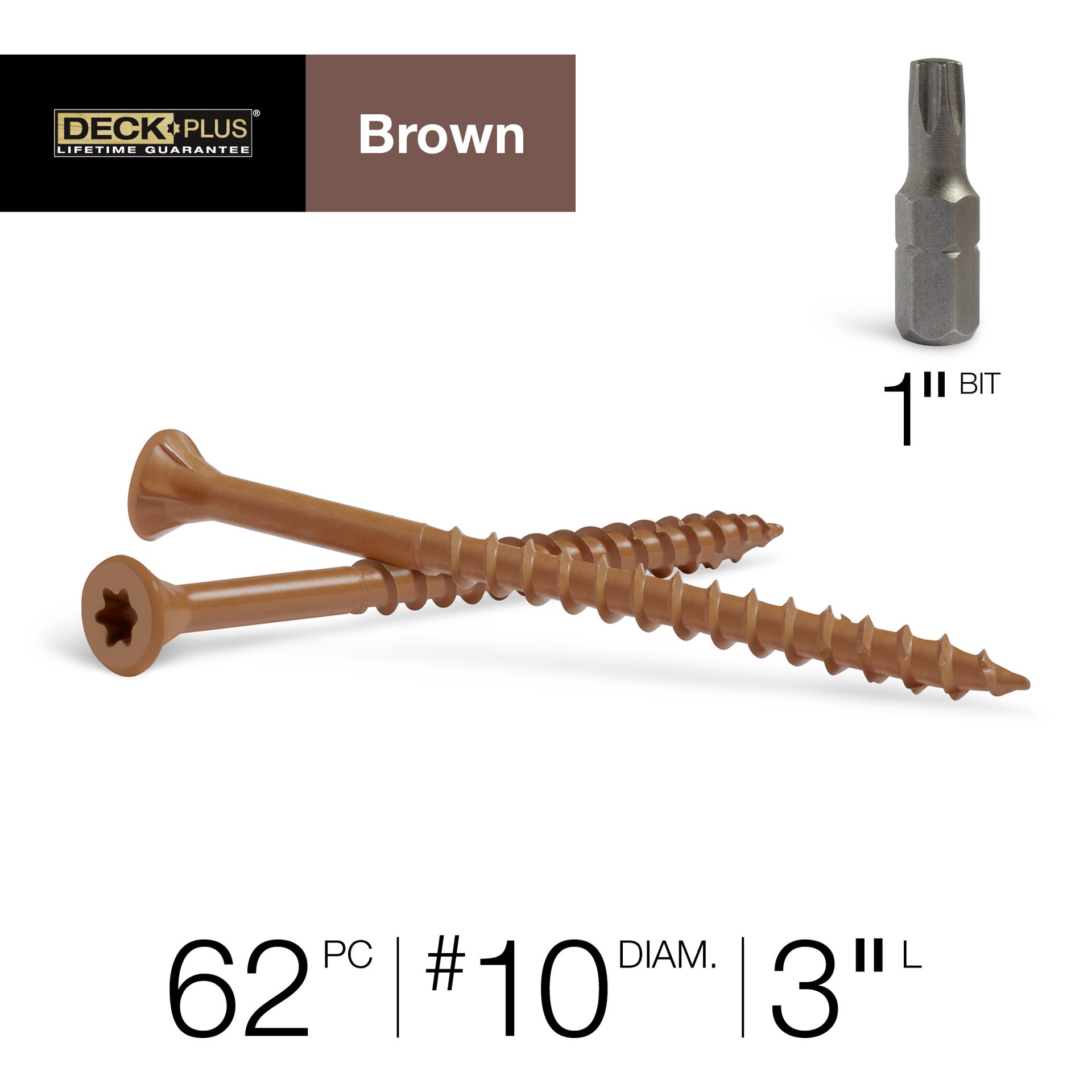 slide 2 of 6, Deck Plus #10 x 3-in Wood to wood Deck Screws ( 62 -Per Box ), 1 ct