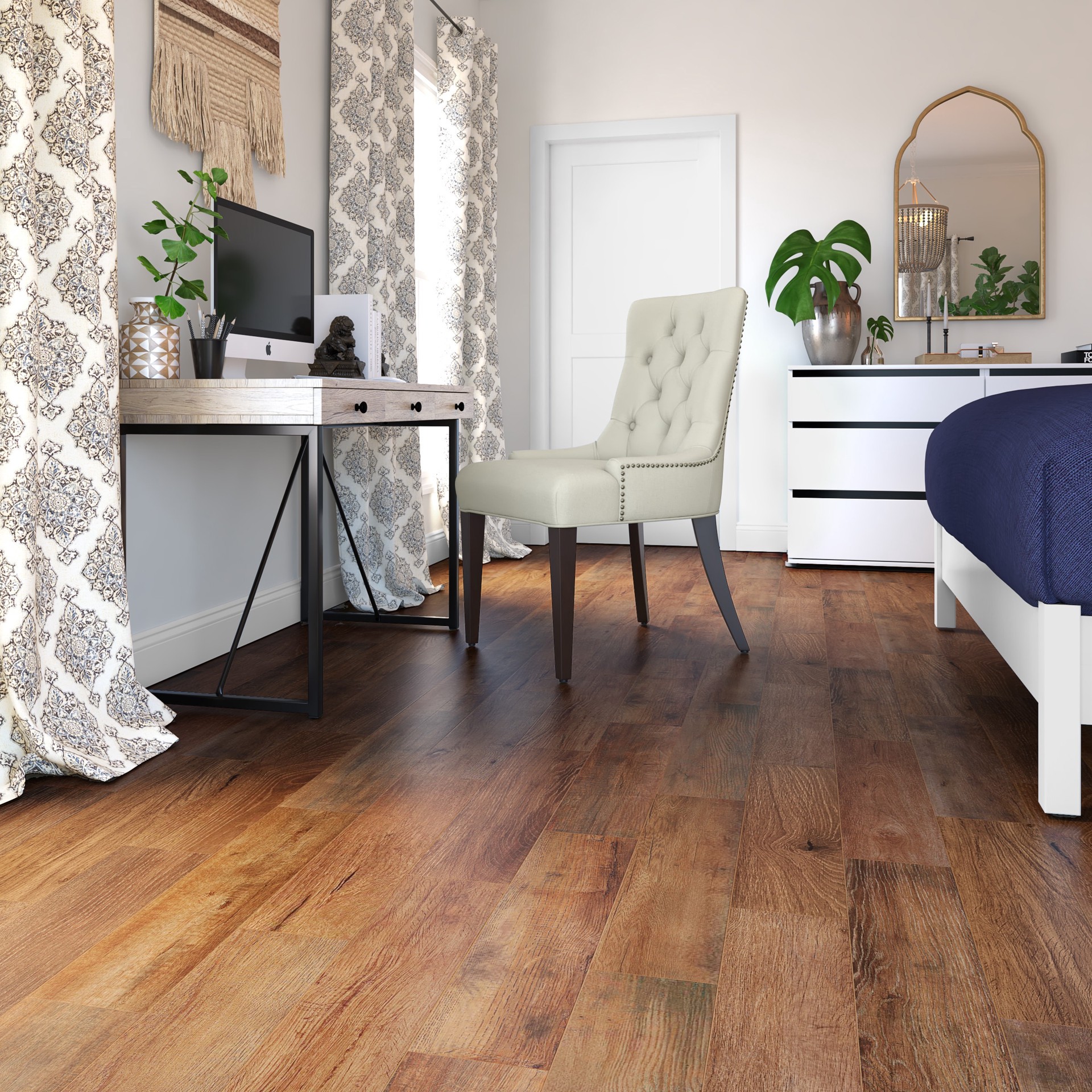 slide 2 of 6, Style Selections Florian oak 7-mm T x 8-in W x 48-in L Water Resistant Laminate Flooring ( 23.91-sq ft / Carton ), 1 ct