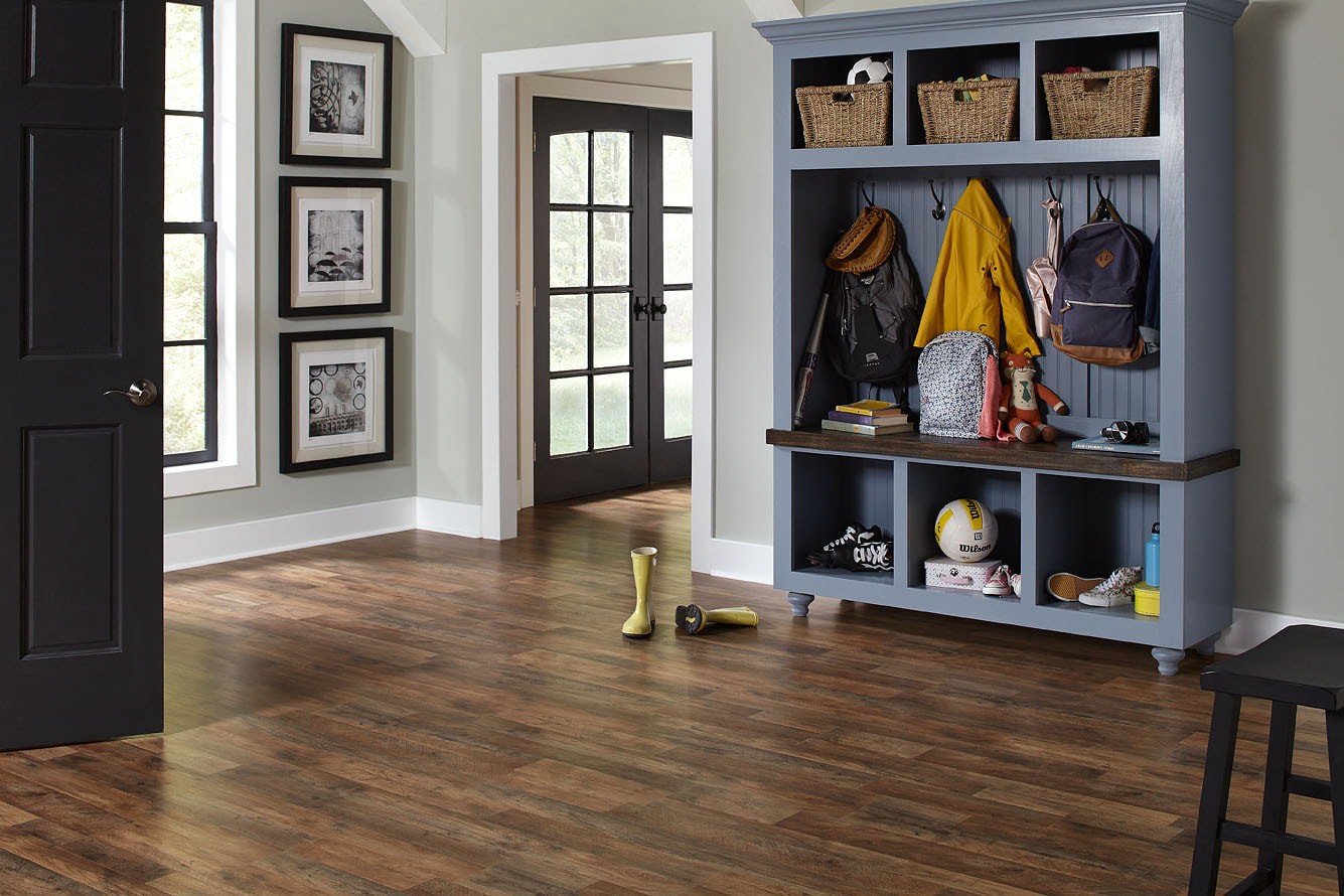 slide 4 of 6, Style Selections Florian oak 7-mm T x 8-in W x 48-in L Water Resistant Laminate Flooring ( 23.91-sq ft / Carton ), 1 ct