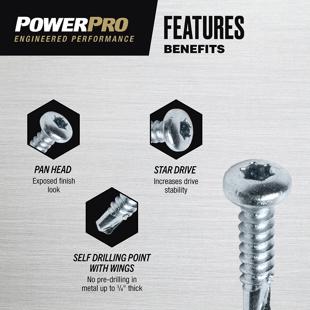 slide 4 of 6, Power Pro #8 x 3/4-in Star -Drive Self-drilling Sheet Metal Screws 180 -Count, 1 ct