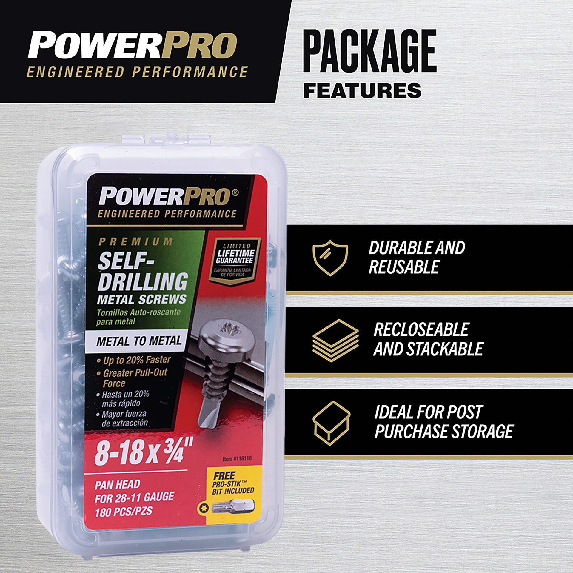 slide 5 of 6, Power Pro #8 x 3/4-in Star -Drive Self-drilling Sheet Metal Screws 180 -Count, 1 ct