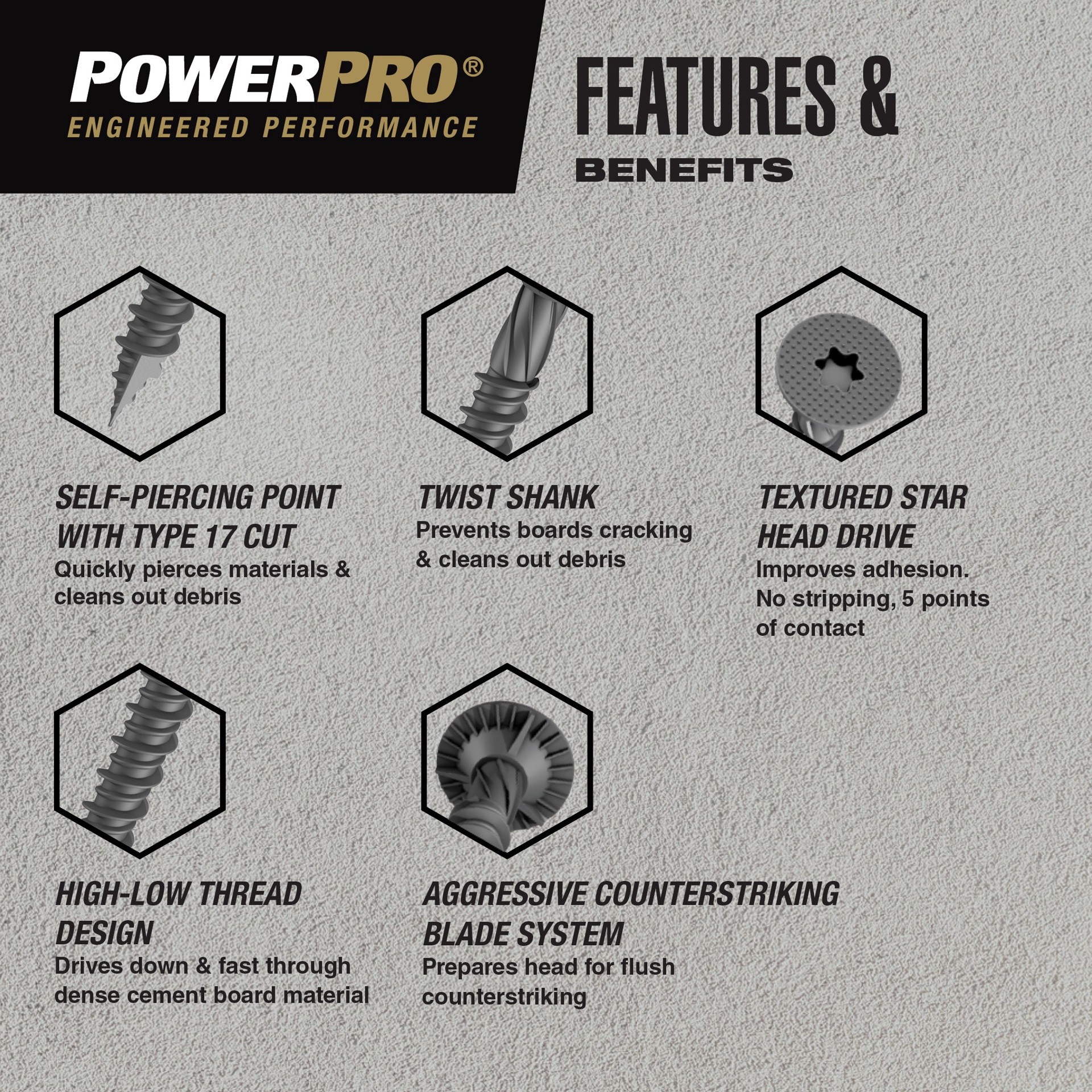 slide 4 of 6, Power Pro #9 x 2-1/4-in Star -Drive Self-tapping Cement board Screws 100 -Count, 1 ct
