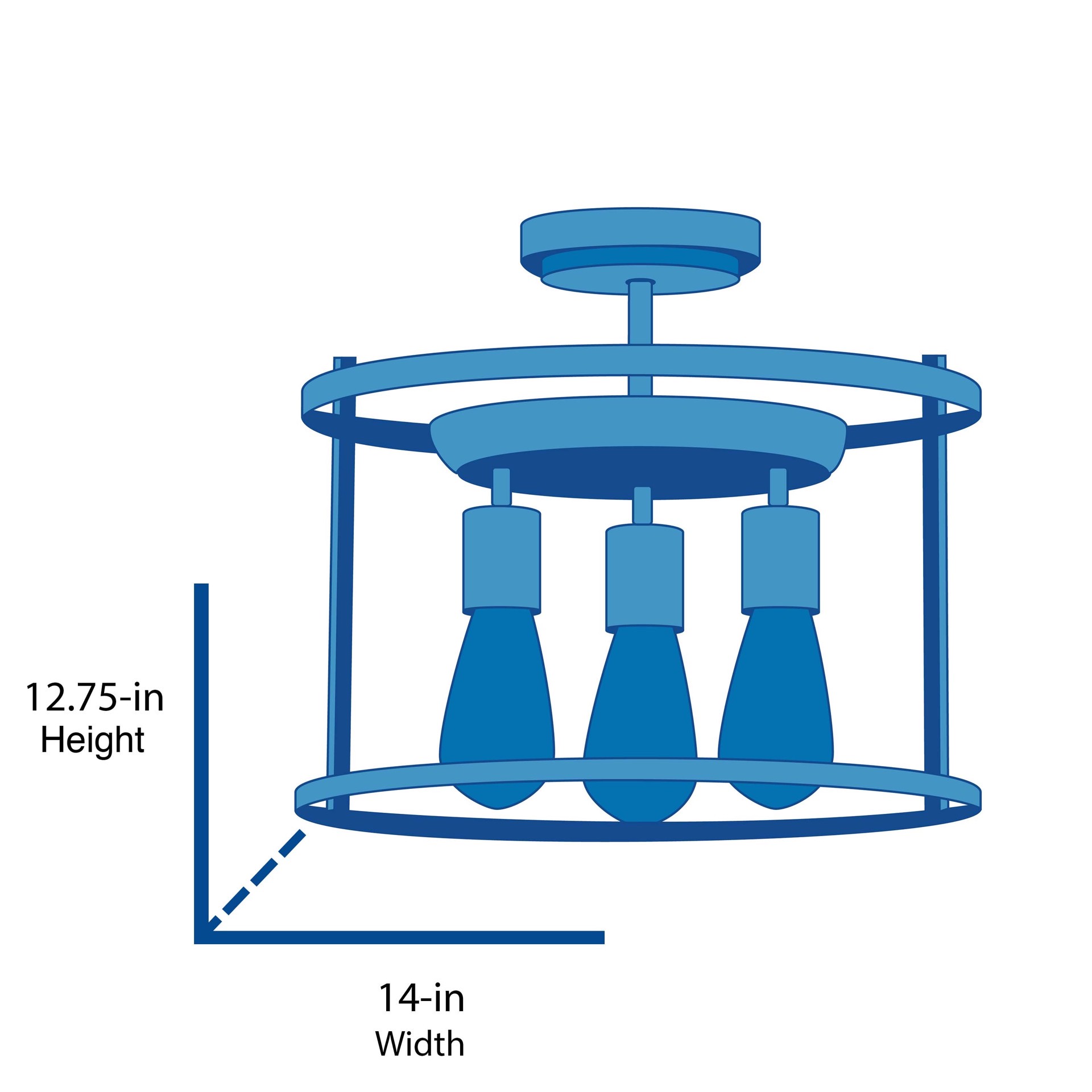 slide 4 of 6, Quoizel Wolfeboro 3.0 -Light 14.0-in Matte Black Semi Flush Mount Light, 1 ct