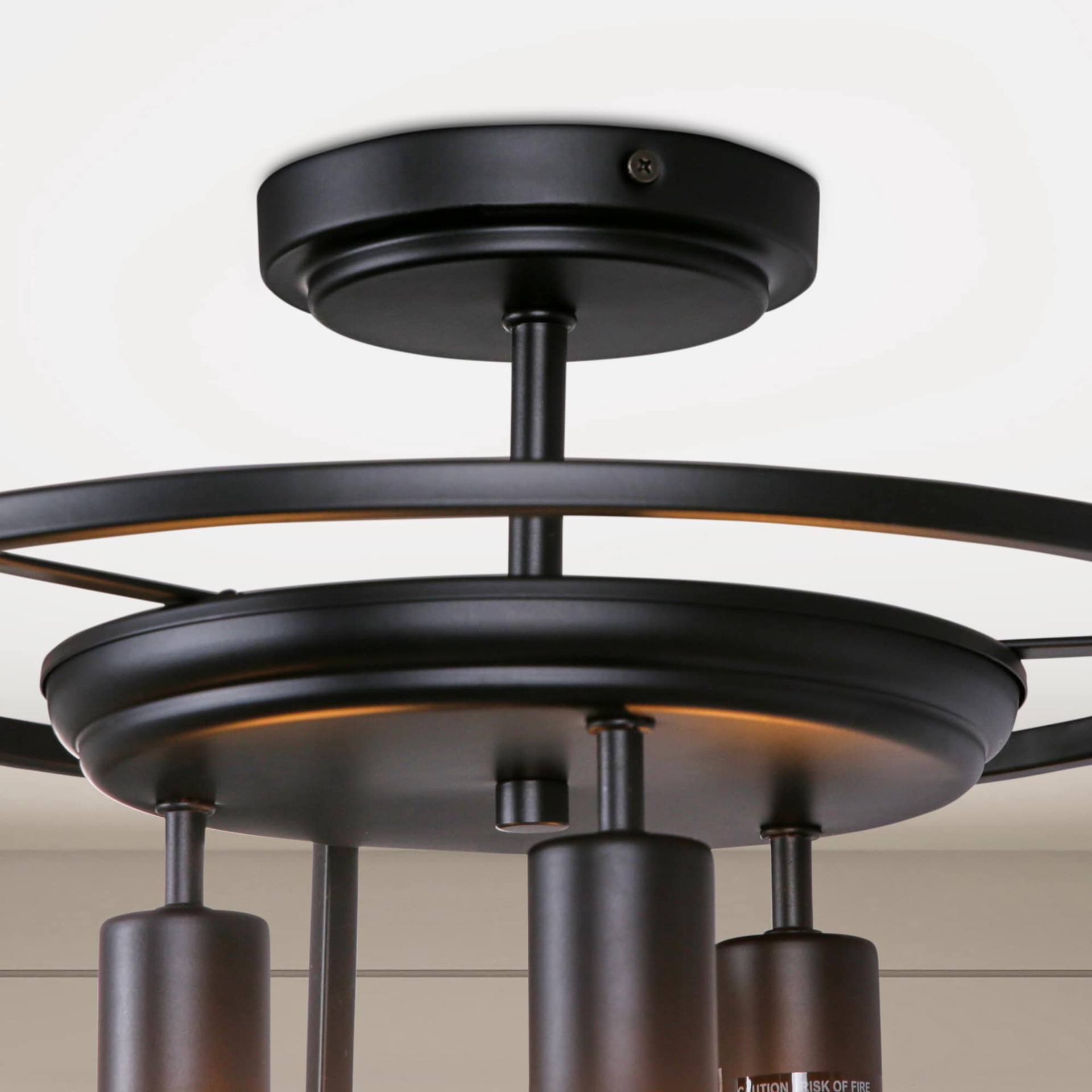 slide 6 of 6, Quoizel Wolfeboro 3.0 -Light 14.0-in Matte Black Semi Flush Mount Light, 1 ct