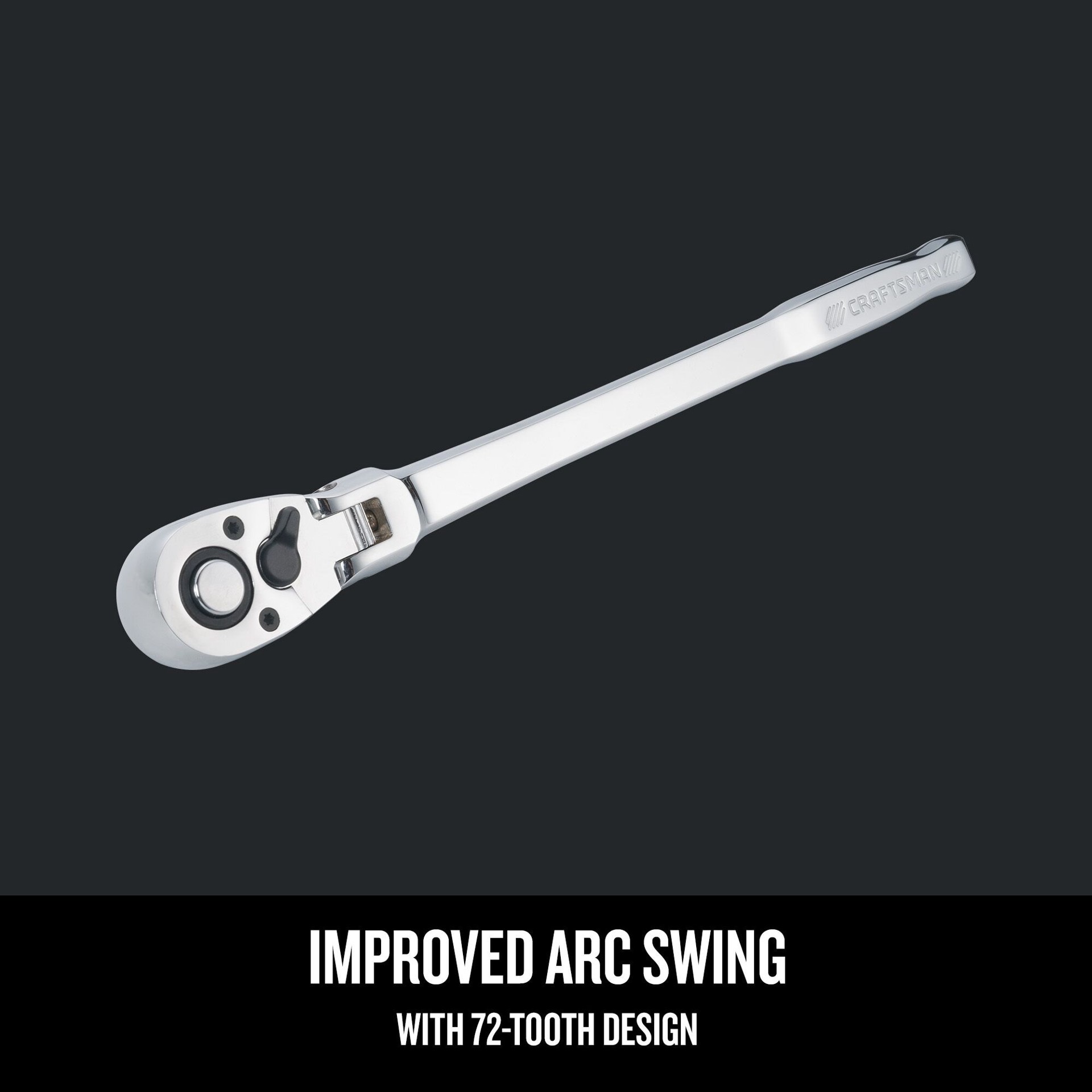 slide 3 of 6, CRAFTSMAN 72 -Tooth 3/8-in Drive Full polish Handle Flexible Head Ratchet, 1 ct