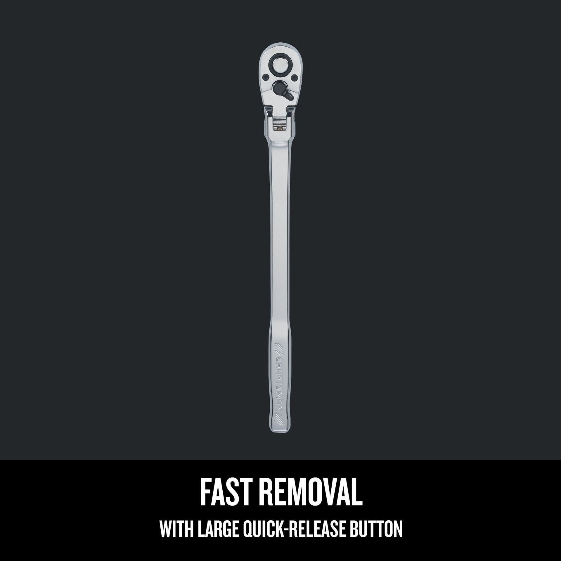 slide 5 of 6, CRAFTSMAN 72 -Tooth 1/2-in Drive Full polish Handle Flexible Head Ratchet, 1 ct