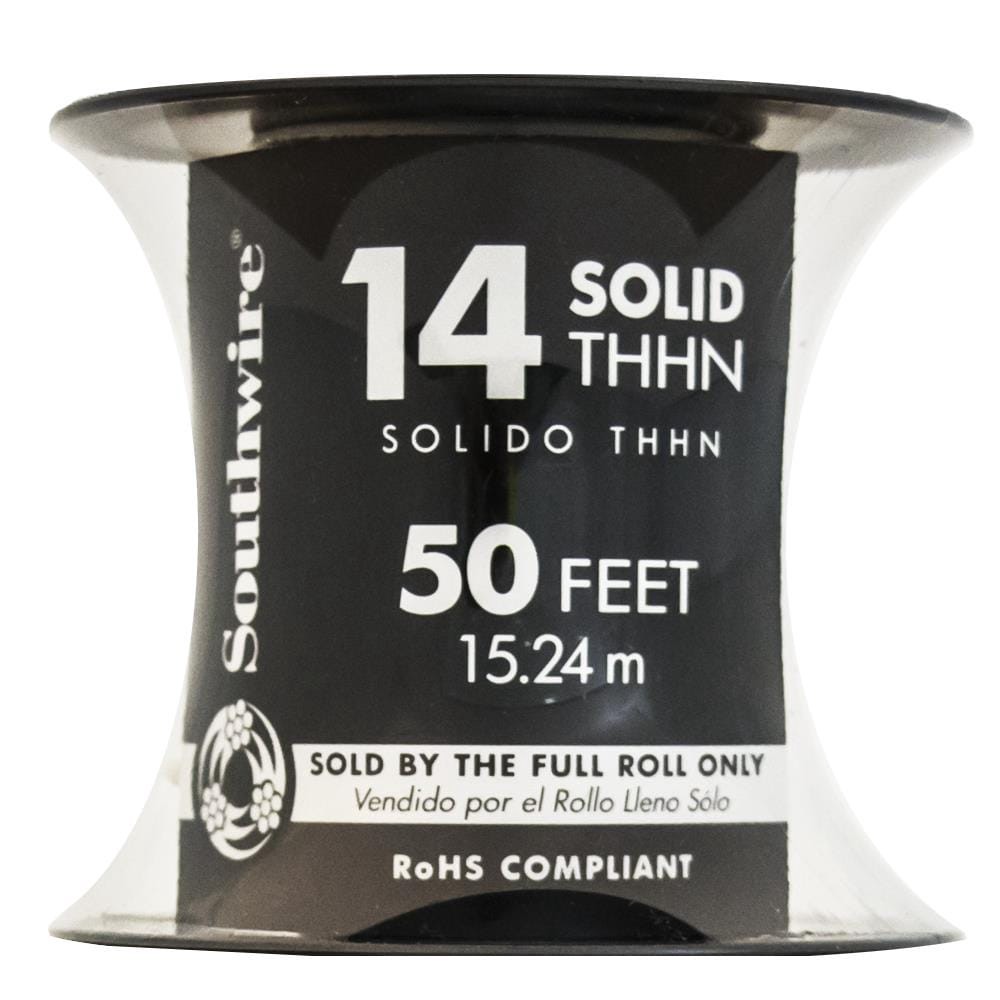 slide 1 of 2, Southwire 50-ft 14 -AWG White Solid Copper THHN wire ( By-the-roll ), 1 ct