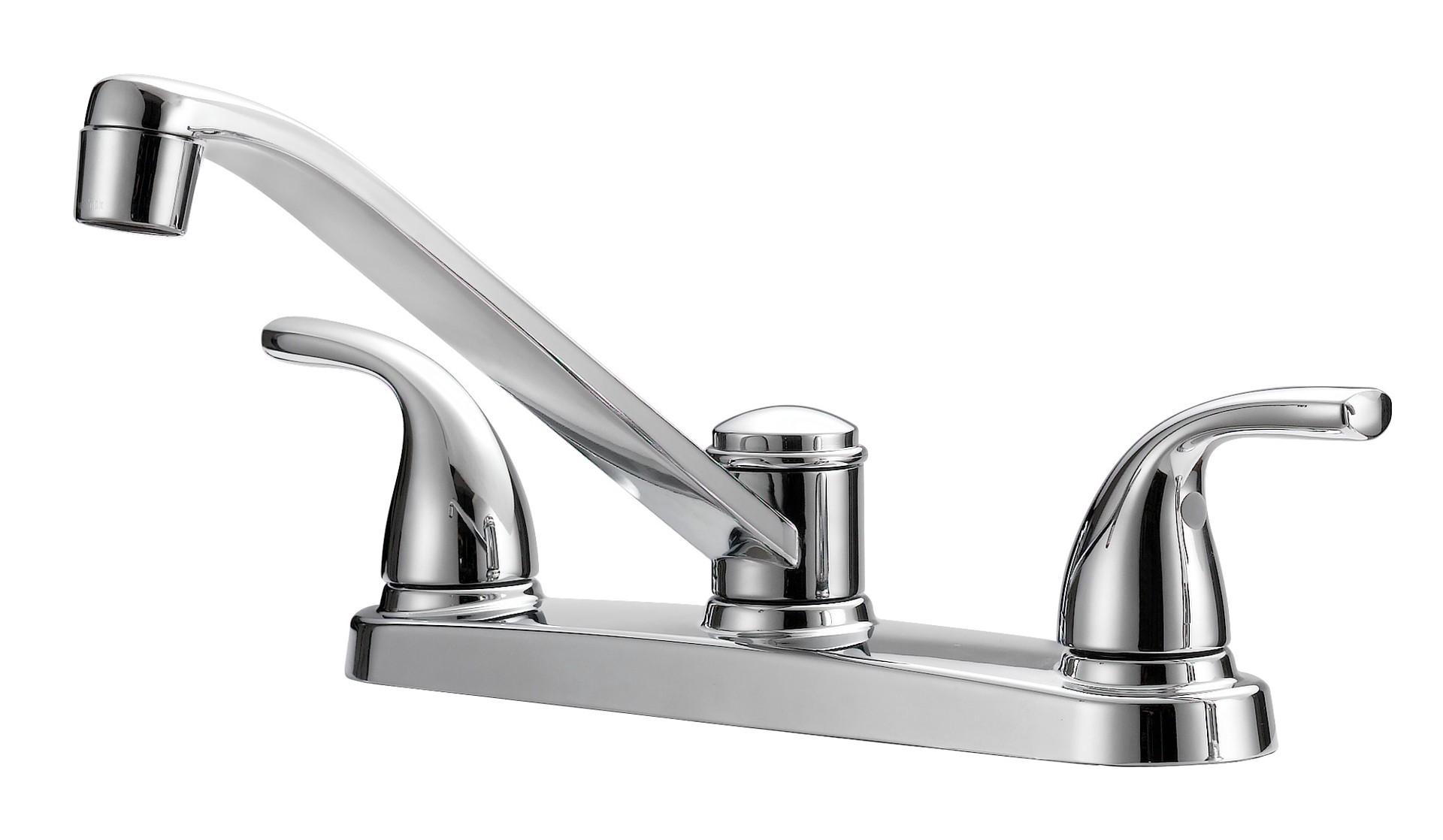 slide 4 of 6, Project Source Dover Chrome Double Handle Deck-mount Kitchen Faucet (Includes Deck Plate), 1 ct