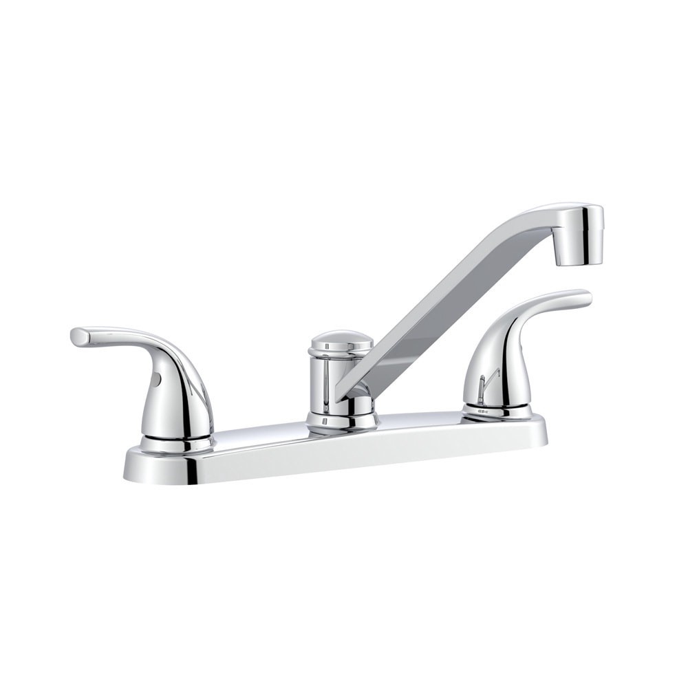 slide 3 of 6, Project Source Dover Chrome Double Handle Deck-mount Kitchen Faucet (Includes Deck Plate), 1 ct