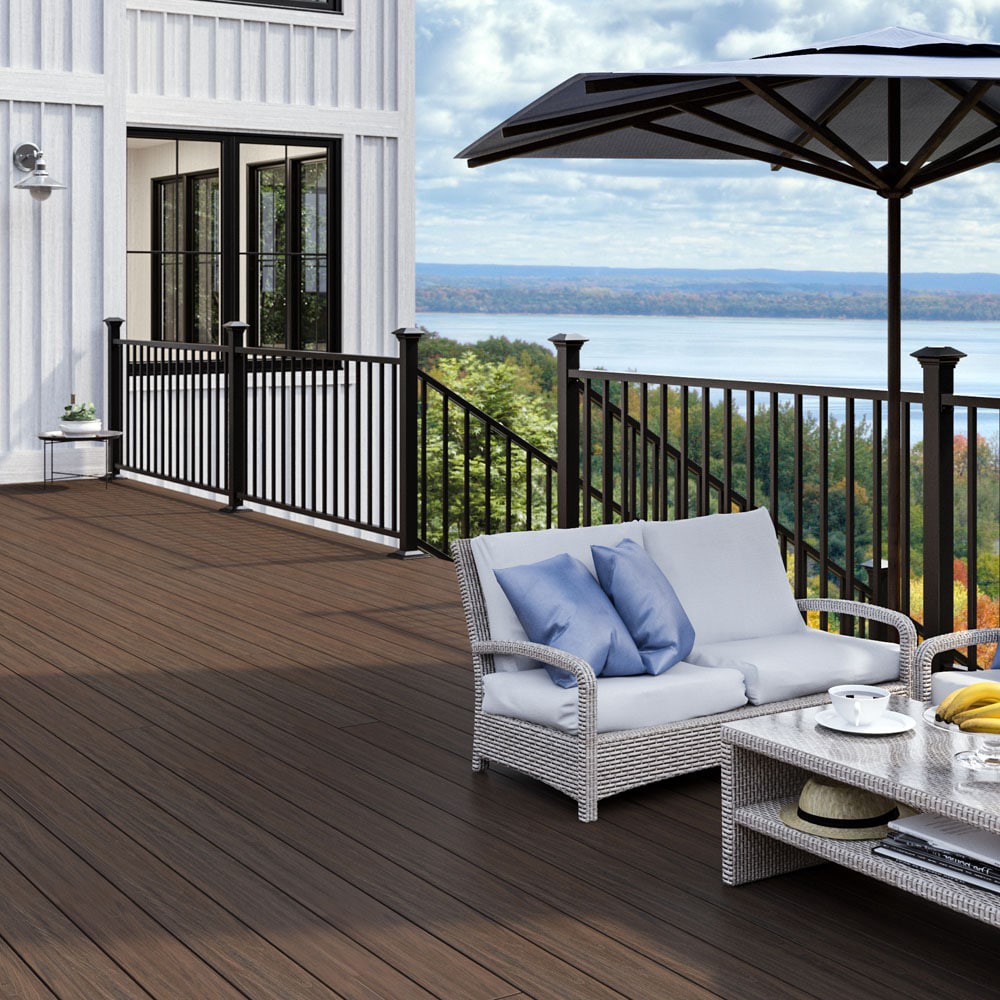 slide 3 of 6, Deckorators 2-1/2-in x 2-1/2-in x 4-ft Matte black Aluminum Deck Post, 1 ct