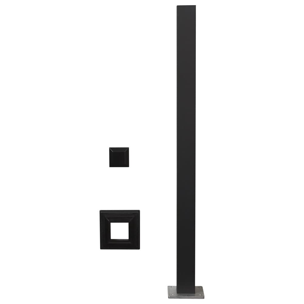 slide 1 of 6, Deckorators 2-1/2-in x 2-1/2-in x 4-ft Matte black Aluminum Deck Post, 1 ct