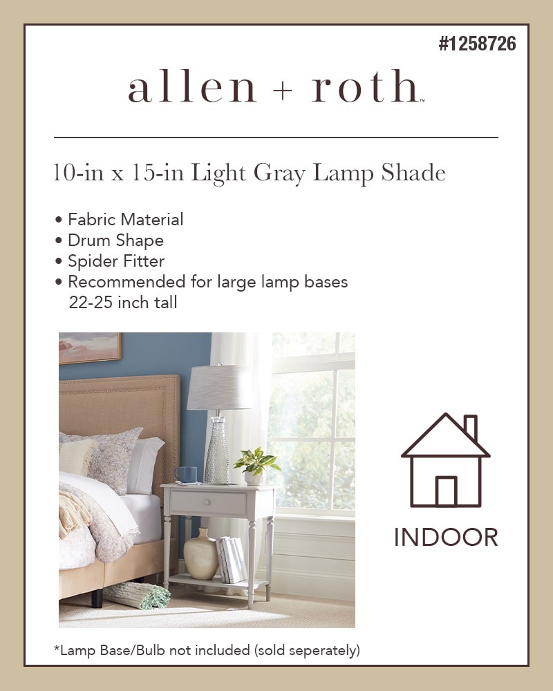 slide 2 of 6, allen + roth 10-in x 15-in Light gray Fabric Drum Lamp Shade, 1 ct