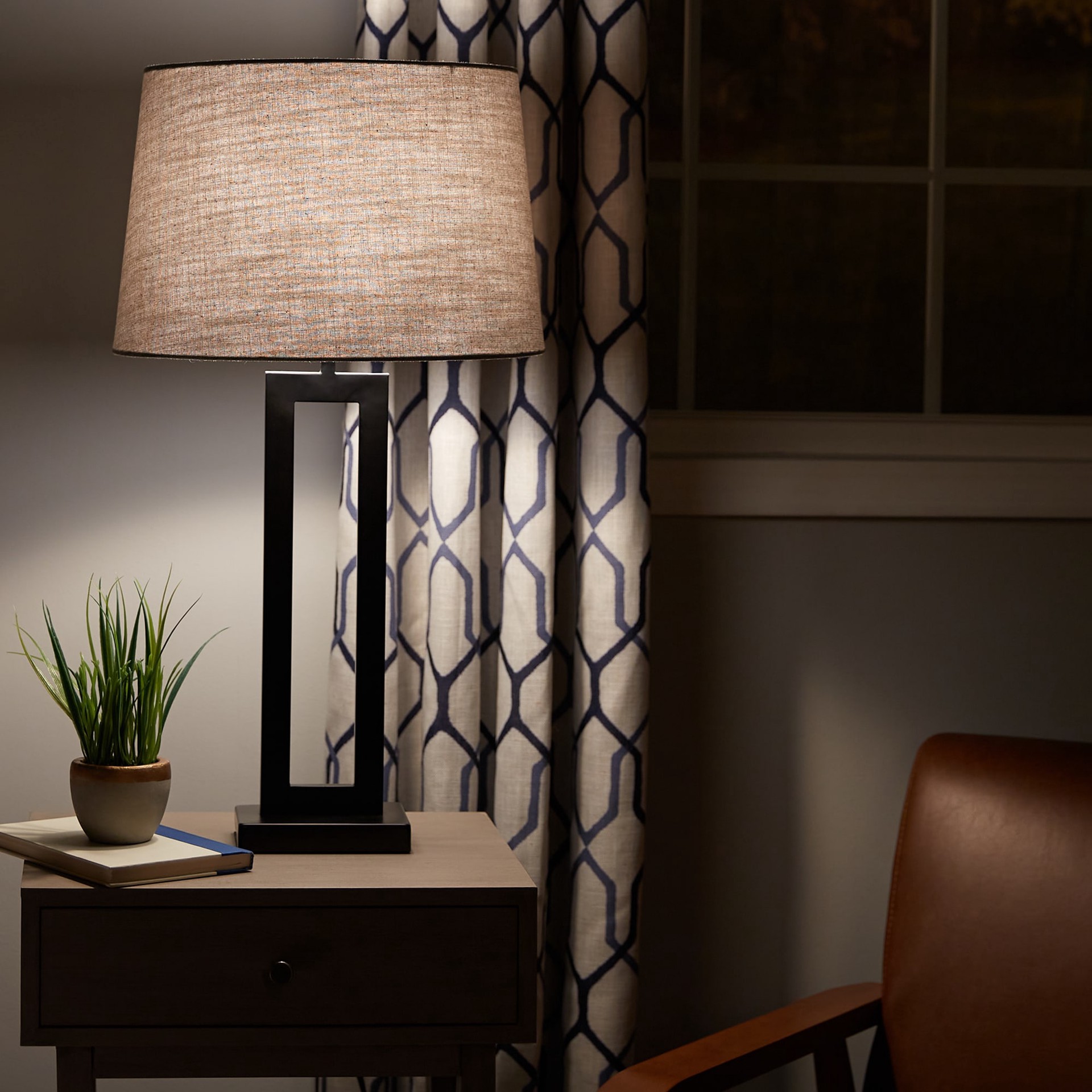 slide 5 of 6, allen + roth 10-in x 15-in Light gray Fabric Drum Lamp Shade, 1 ct