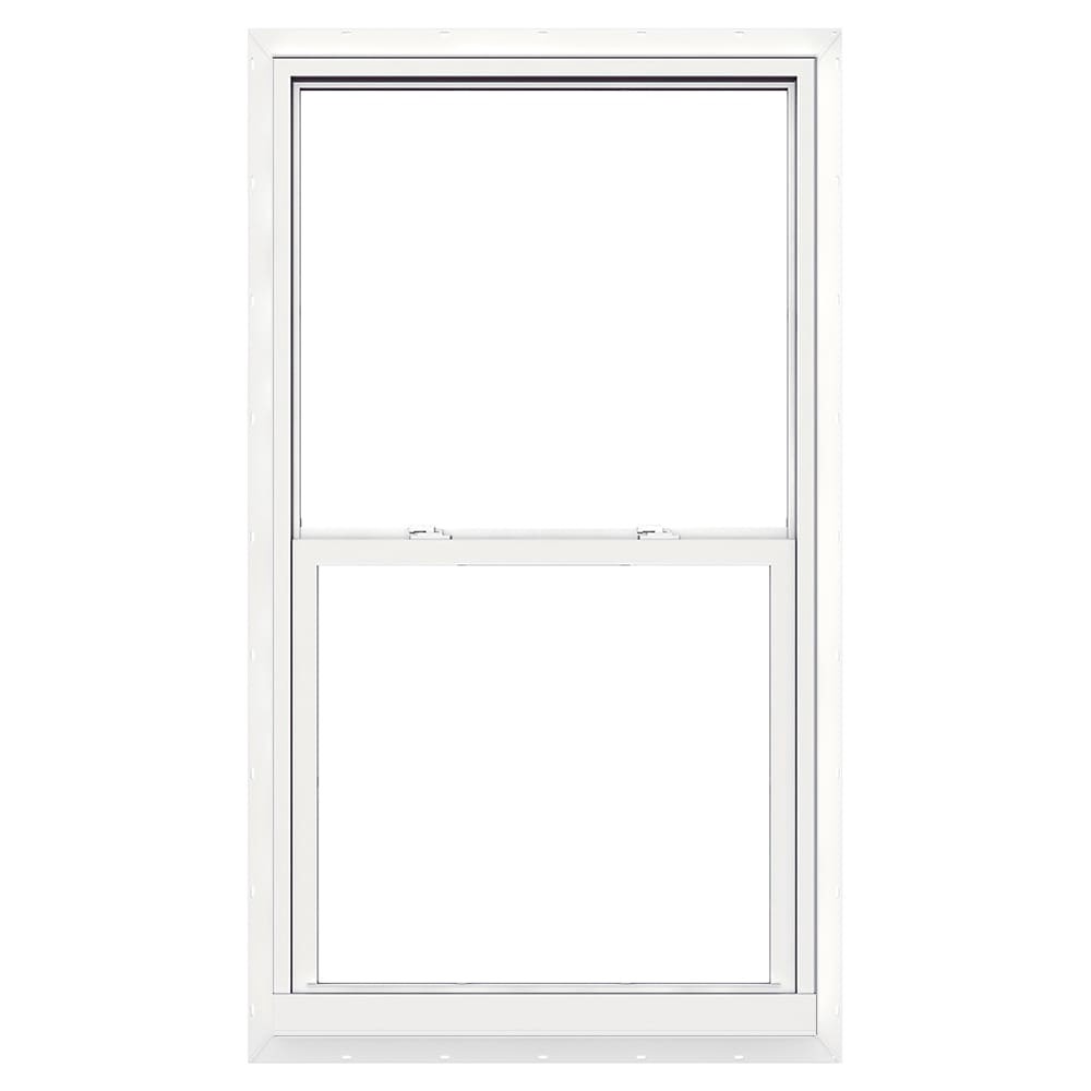 slide 2 of 6, JELD-WEN Premium Atlantic Vinyl 35-3/4-in x 49-3/8-in White Exterior Vinyl New Construction Single Hung Window Low-E Double Pane Glass (Half Screen Included), 1 ct