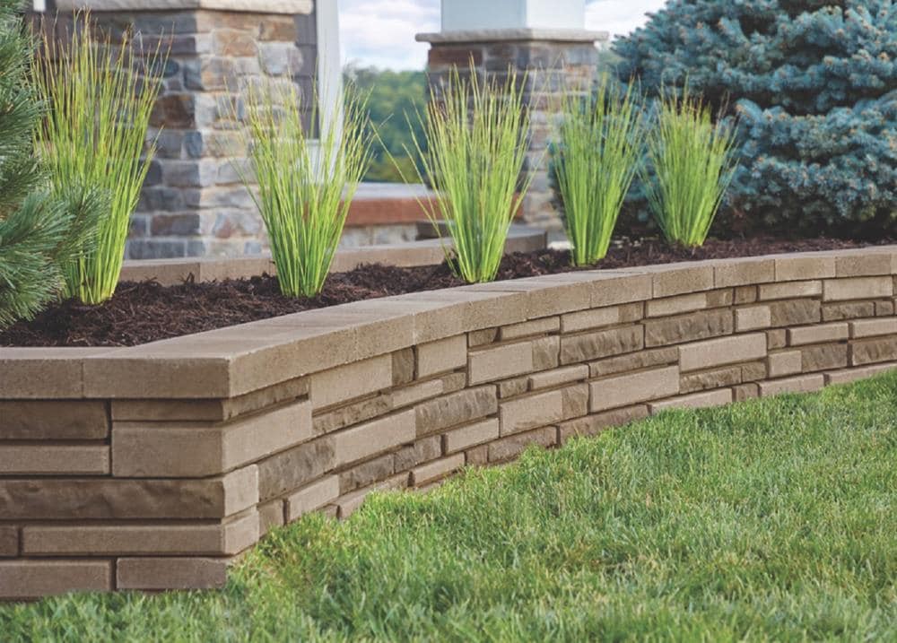 slide 3 of 6, Belgard 4-in H x 16-in L x 5.75-in D Desert Sand Concrete Retaining wall block, 1 ct