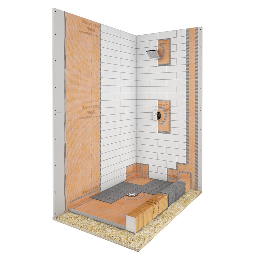 slide 3 of 6, Schluter Systems Kerdi-Shower-Kit 38-in x 60-in PVC Flange 2-in, 1 ct