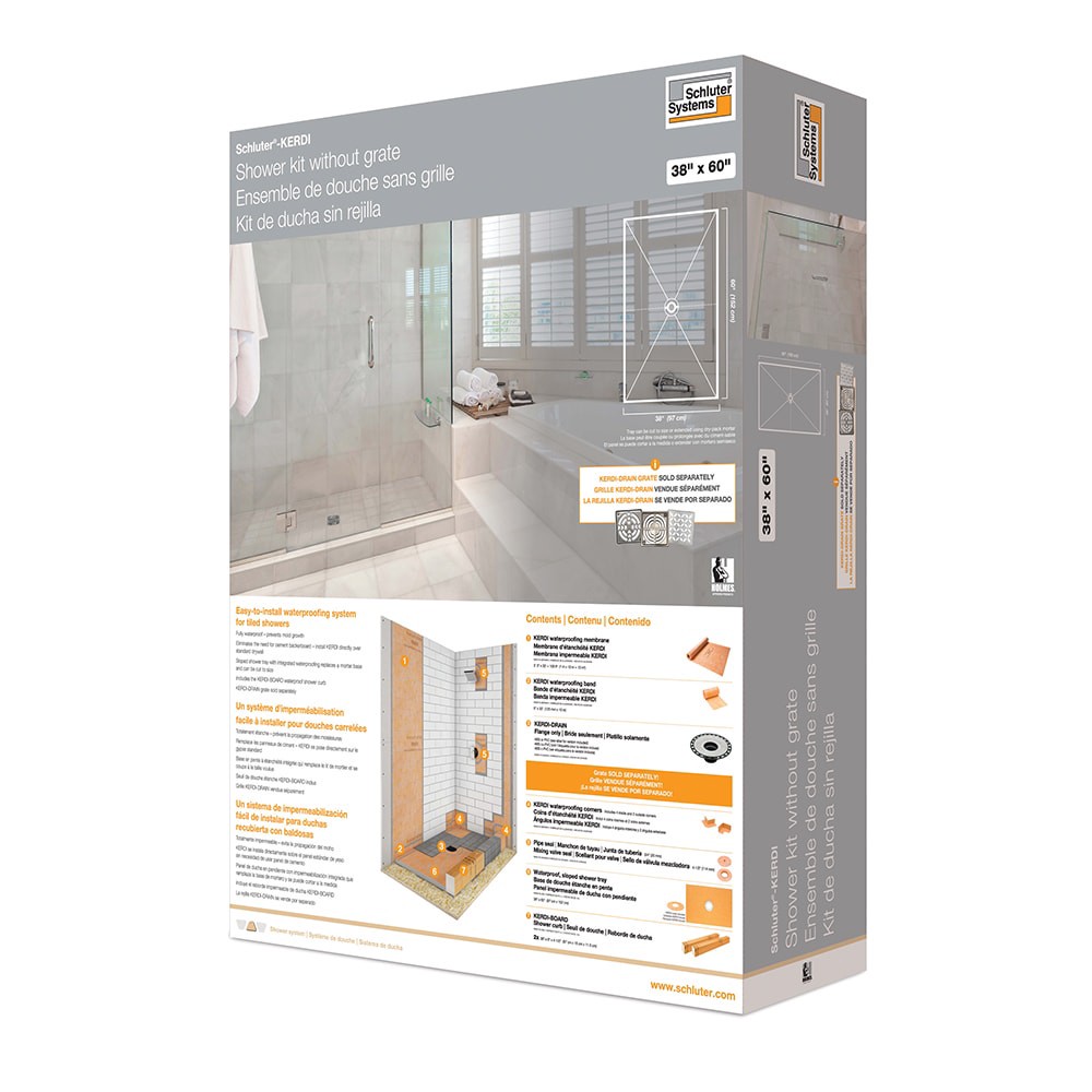 slide 5 of 6, Schluter Systems Kerdi-Shower-Kit 38-in x 60-in PVC Flange 2-in, 1 ct