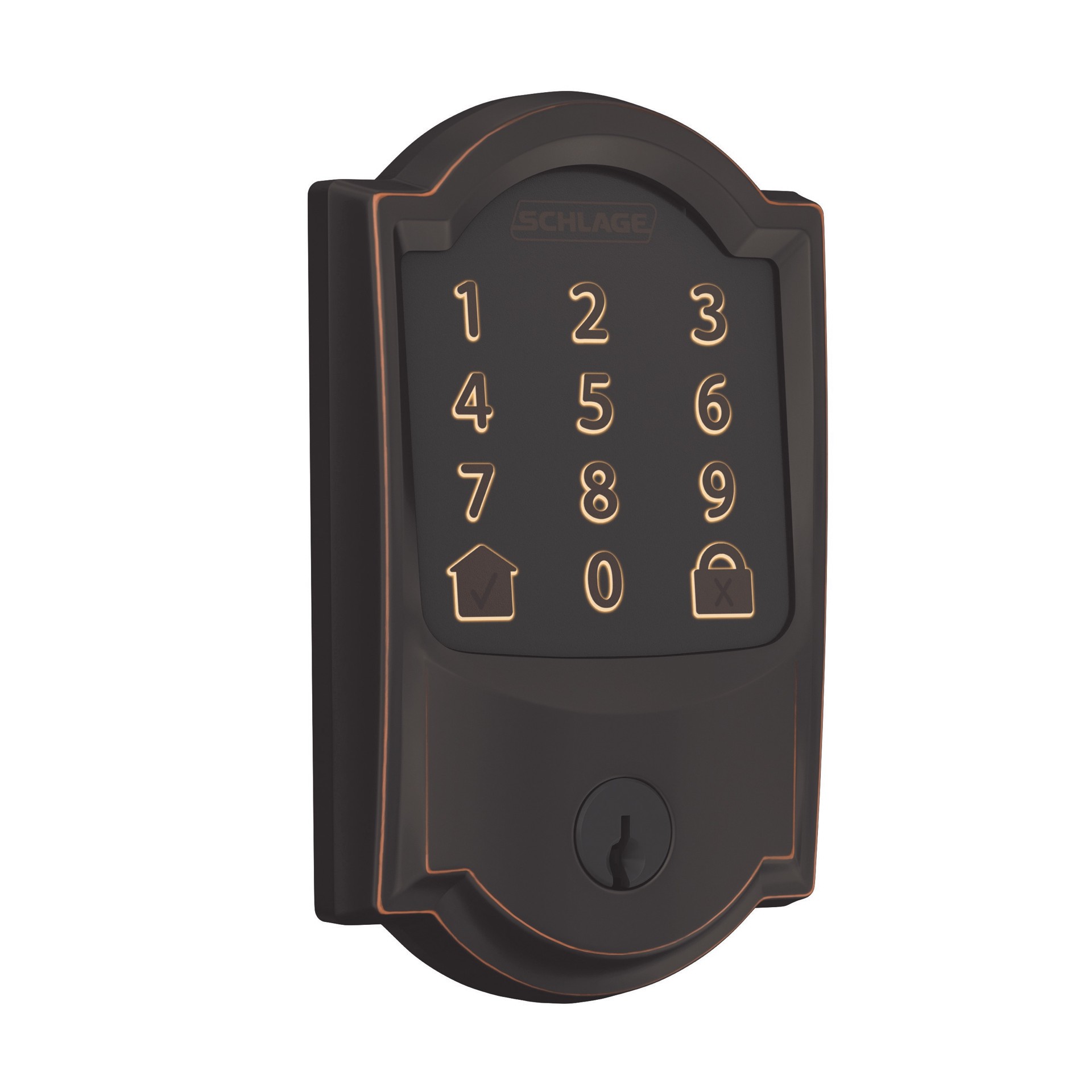 slide 4 of 6, Schlage Encode Camelot Aged Bronze Smart Wi-Fi and Bluetooth Touchscreen Keypad Electronic Deadbolt Lock, 1 ct